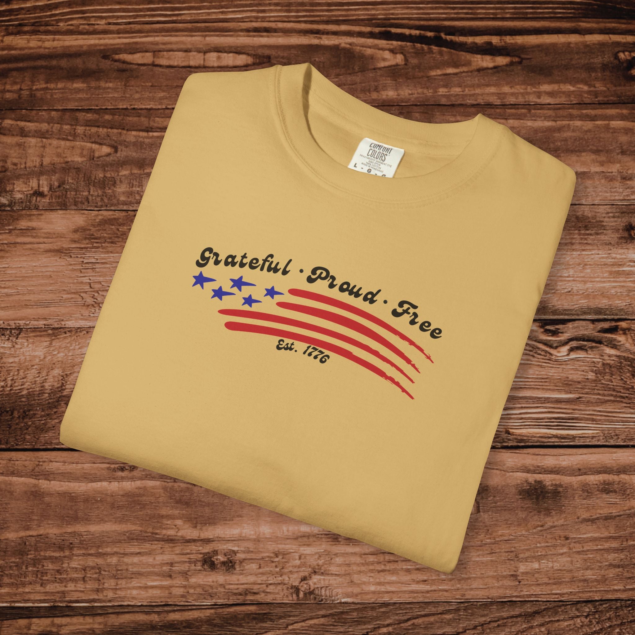 Grateful Proud Free Comfort Colors Shirt, Patriotic American Flag Tee, Vintage USA Stars and Stripes Graphic, 4th of July Gift,