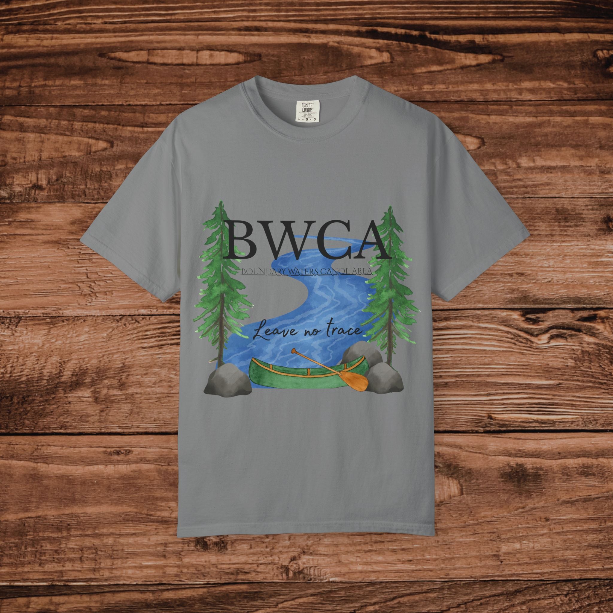 BWCA Canoe Lake Scene T-Shirt | Leave No Trace, Pine Trees