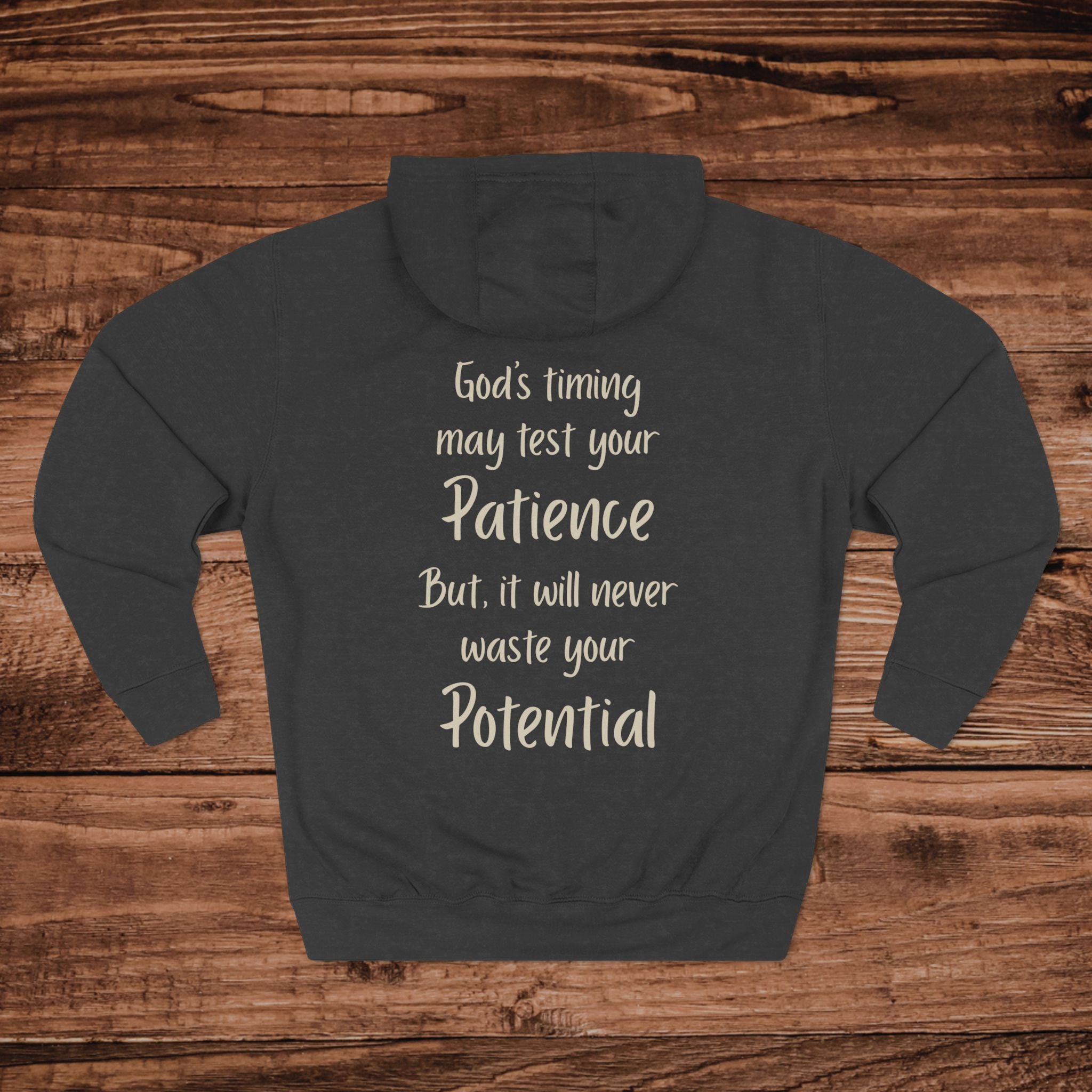 Gods Timing May Test Your Patience Hoodie, Christian Aesthetic Sweatshirt, Inspirational Scripture, Trusting God Gift, Minimalist Faith