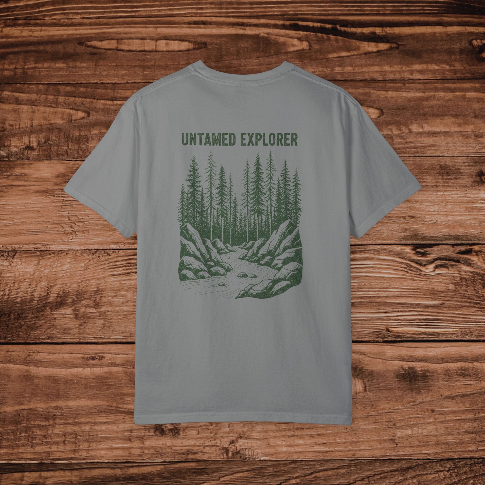 Untamed Explorer Forest Illustration T-shirt | Mountain River Crewneck