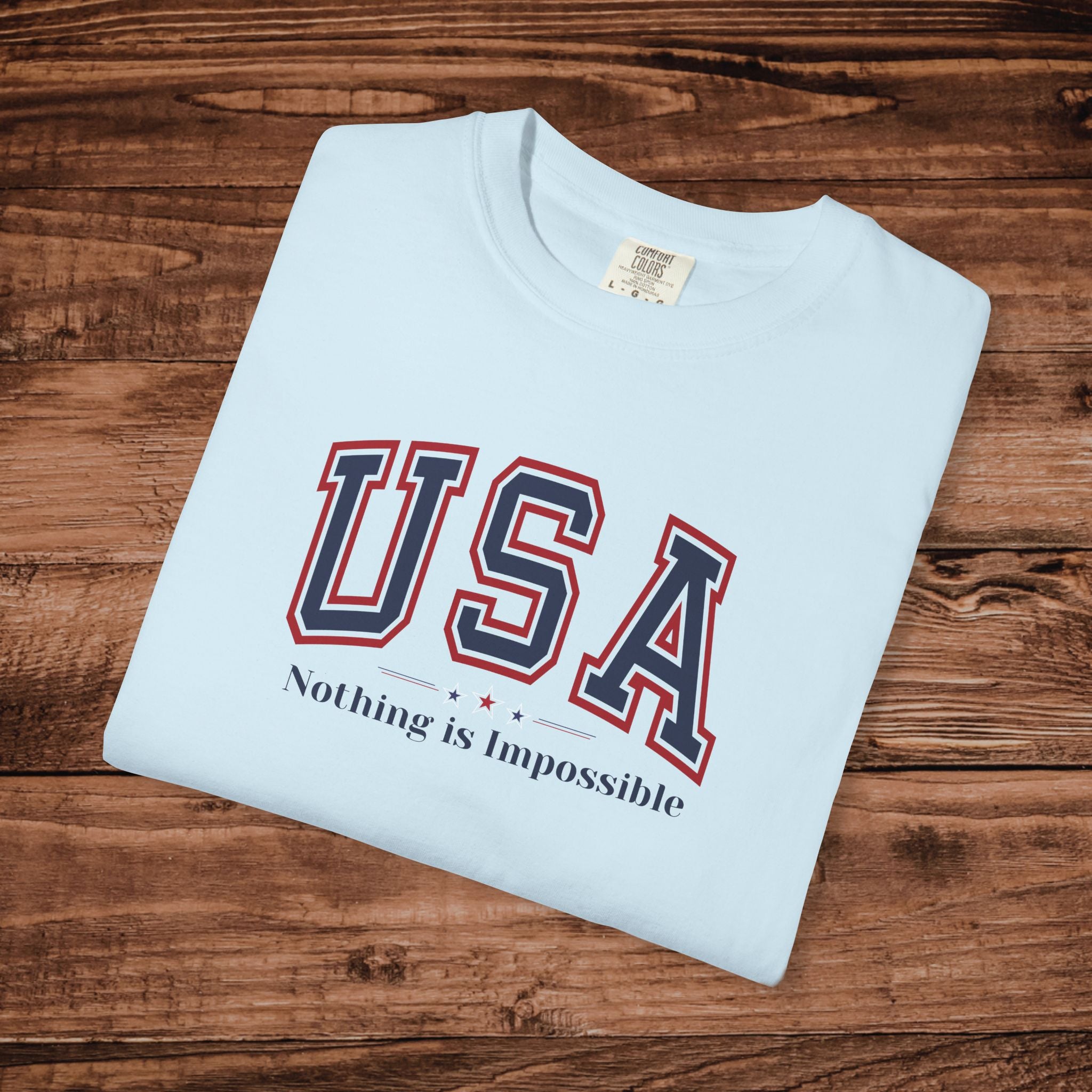 USA Nothing Is Impossible T-Shirt, Patriotic Collegiate Block Letter Tee, Vintage Americana Varsity Shirt, American Pride Shirt, 4th of July