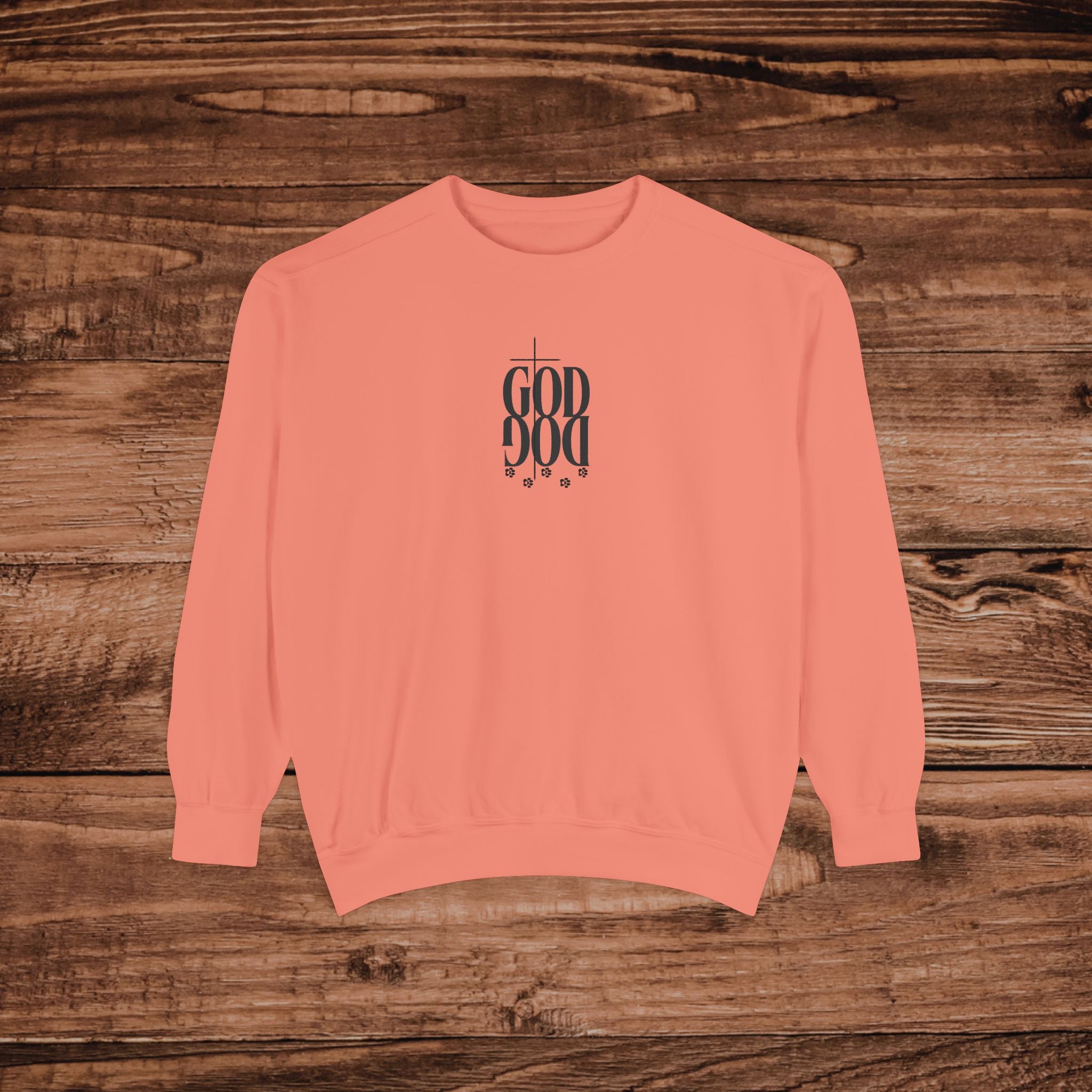 GOD DOG vertical script floral sweatshirt | spiritual pet lover design