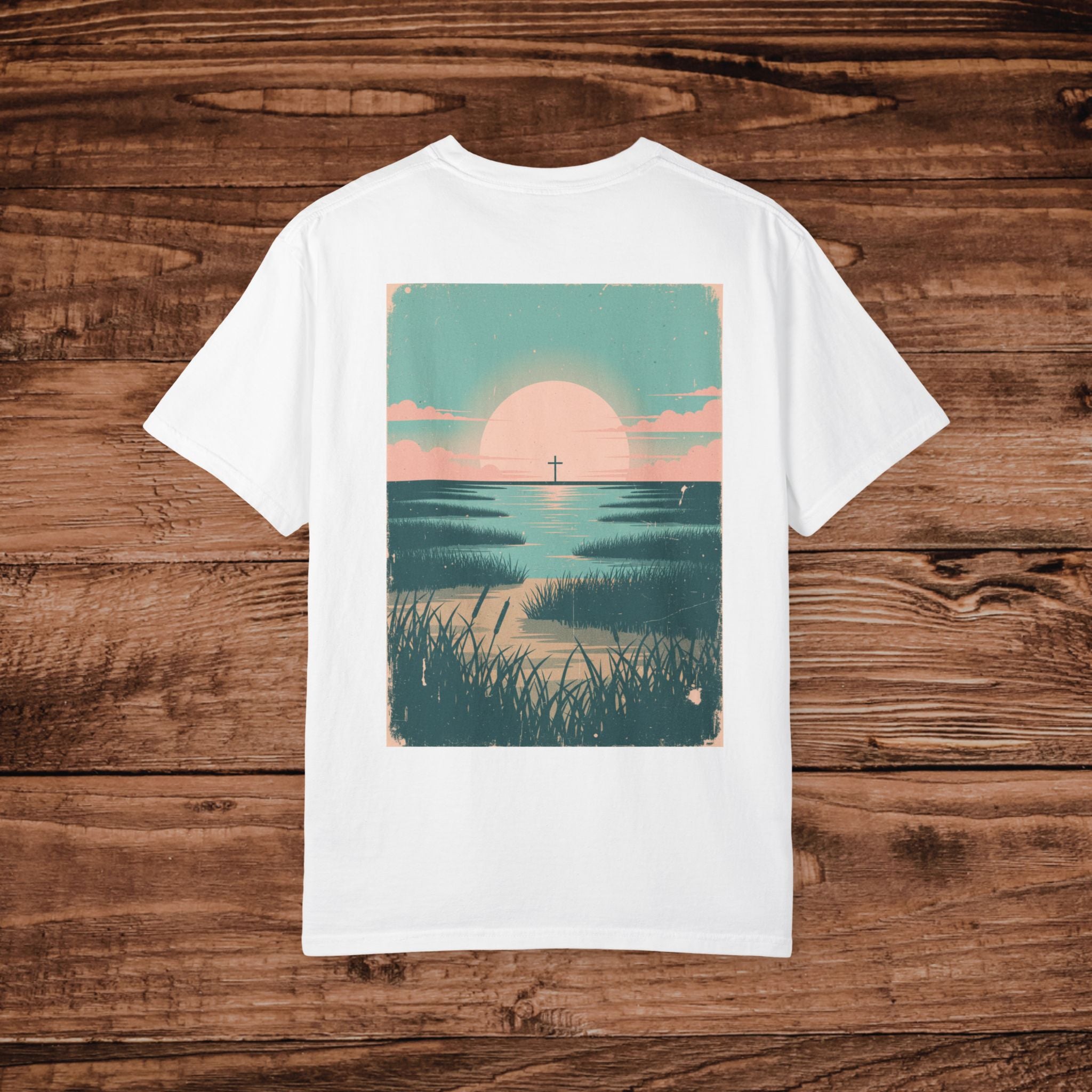 Coastal Sunset Cross T-shirt Beach Sunrise Landscape Tee