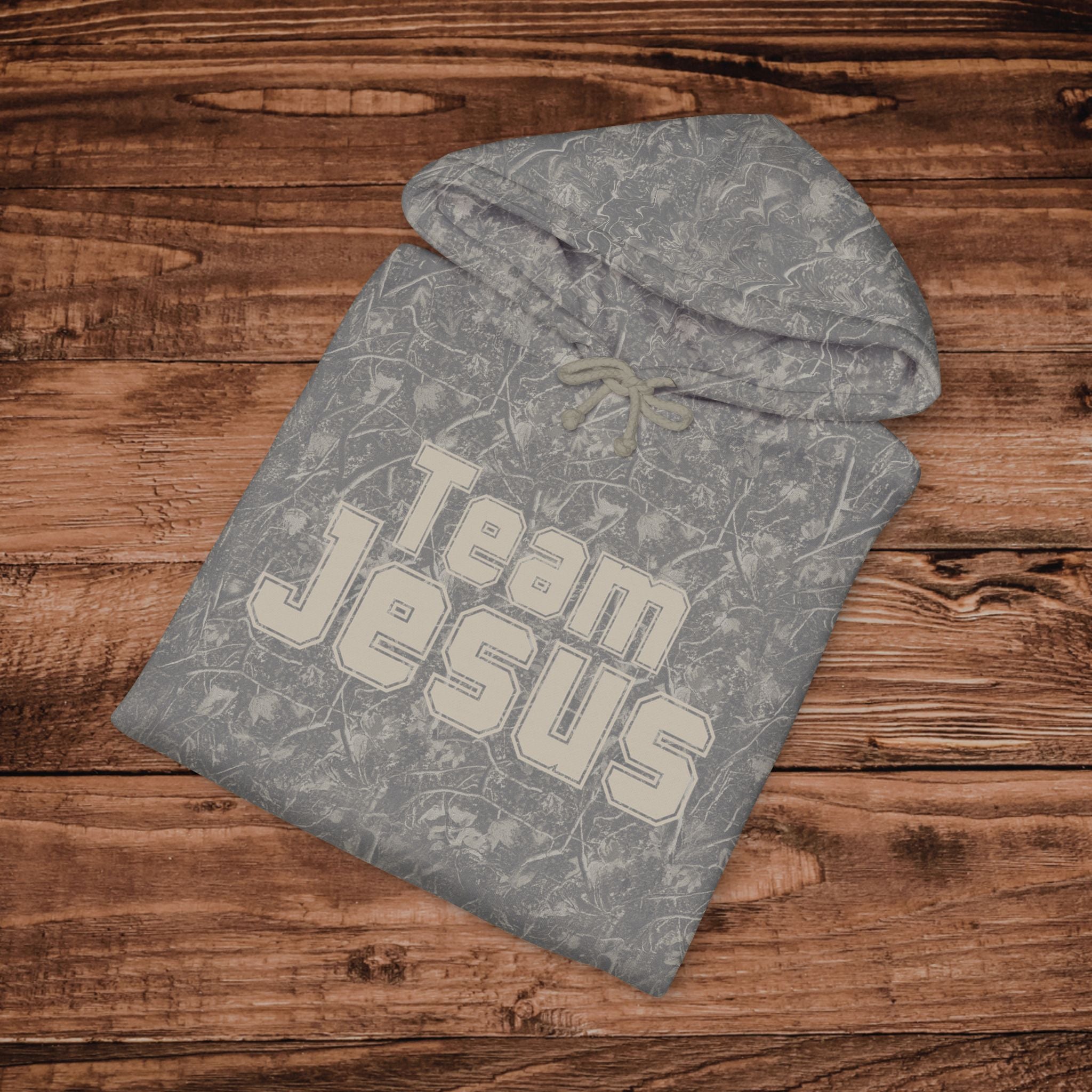 Embroidered Team Jesus Camo Hoodie, Large Print Jesus Sweatshirt, Premium Heavyweight Pullover, Aesthetic Camouflage Gospel Hoodie