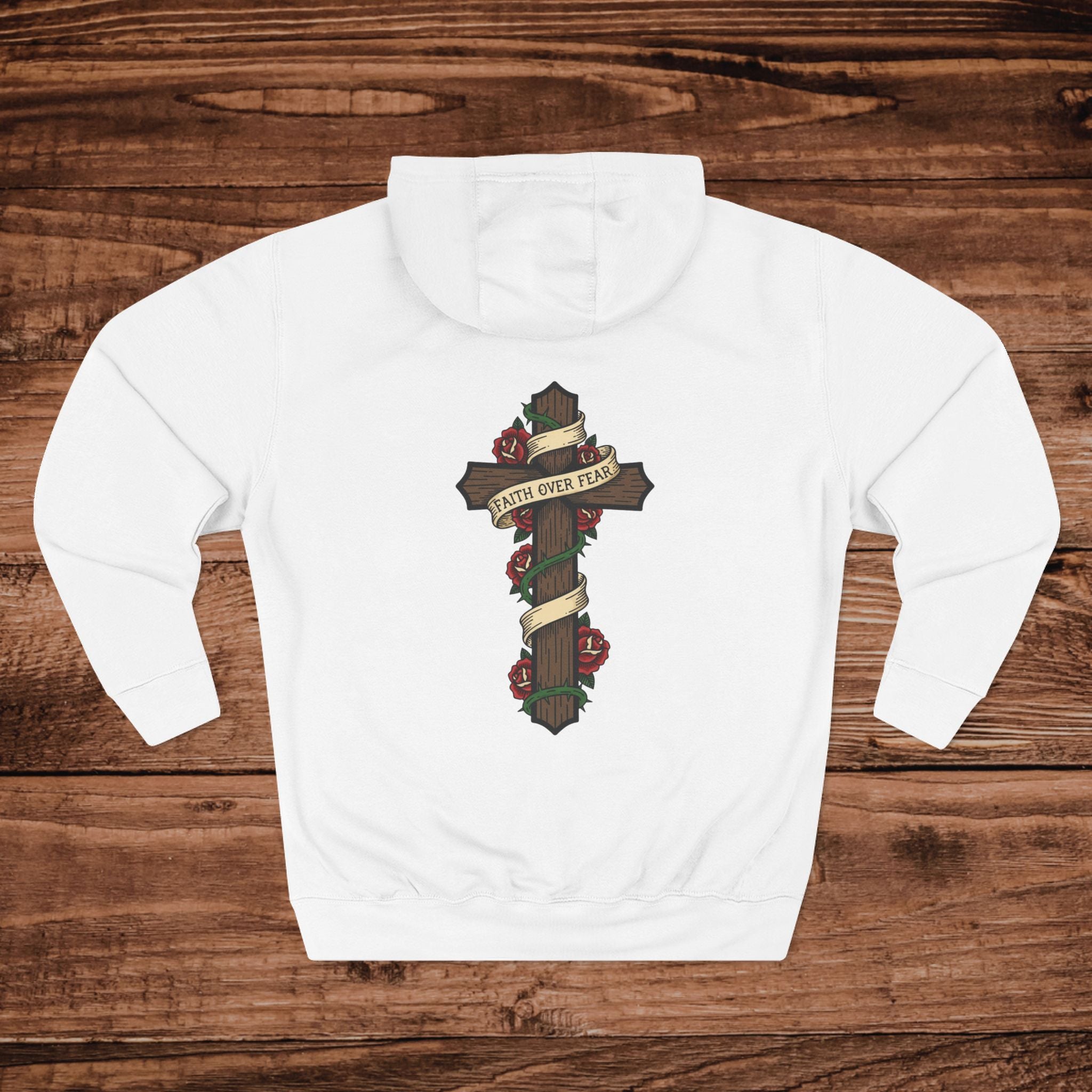 Rose and Cross hoodie | Religious Christian tattoo-style design