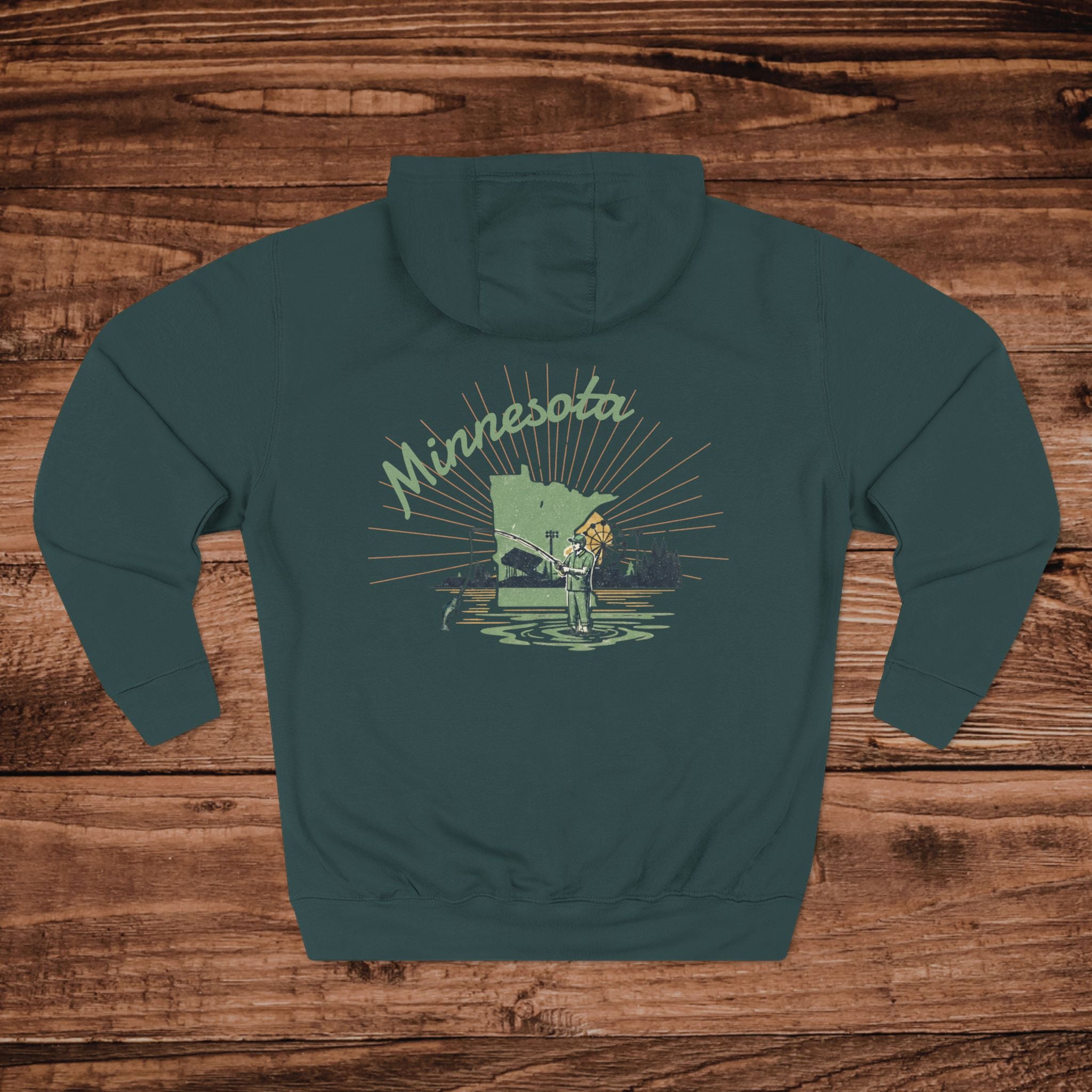 Minnesota Fishing Lake Scene Hoodie | Fishing Lake Graphic Hoodie