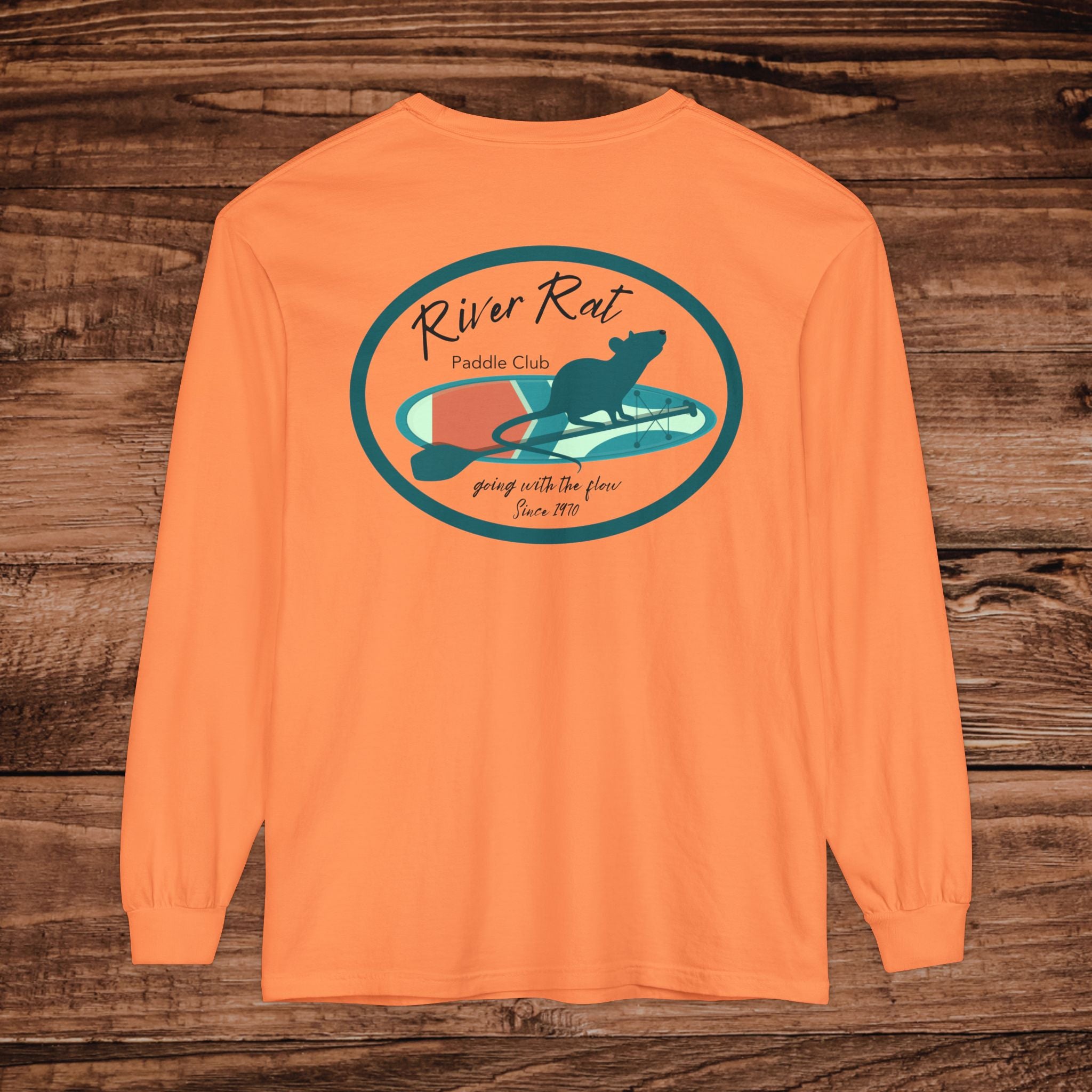 River Rat Paddle Club Long Sleeve Logo T-Shirt Dual Graphic Designs
