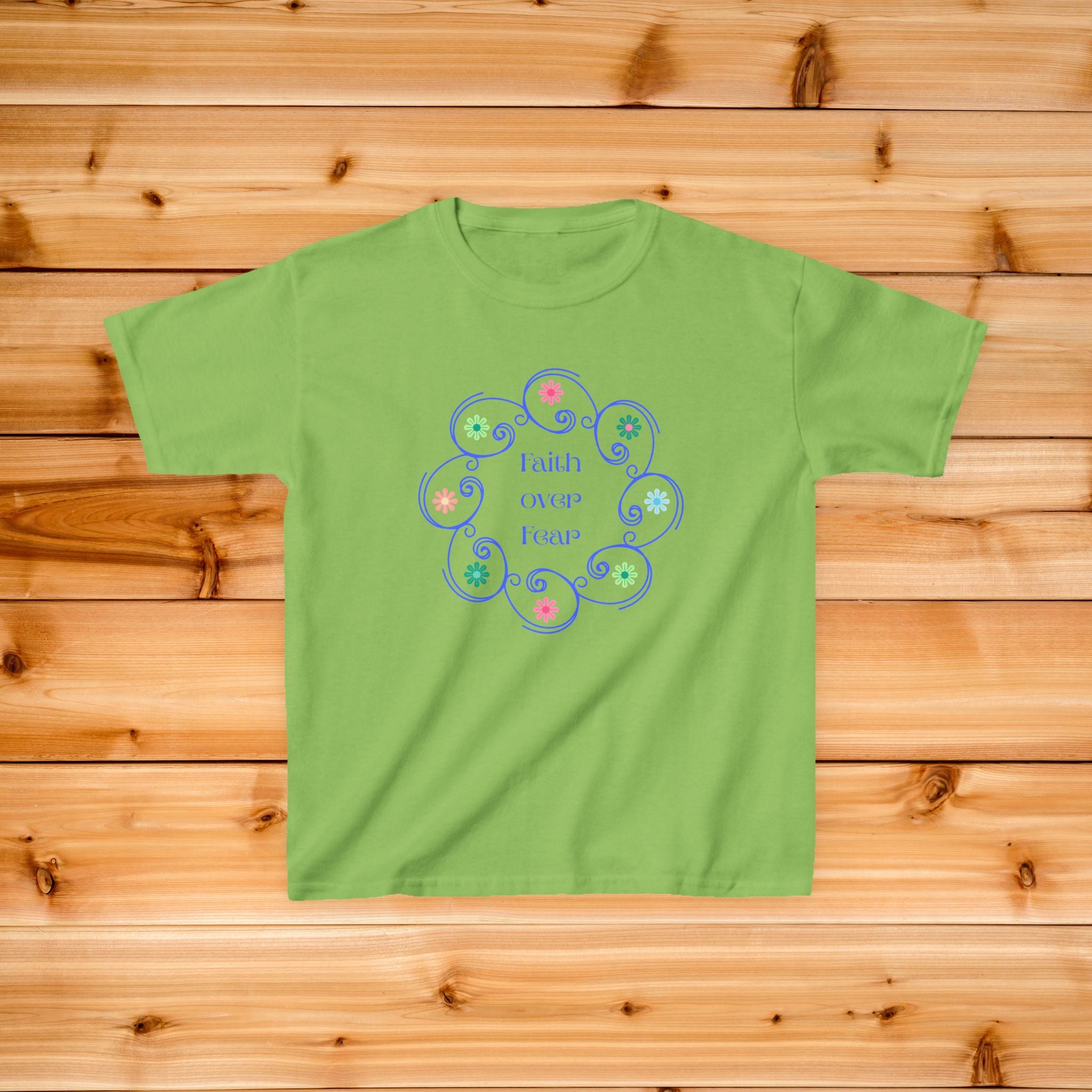 Girls Faith Tshirt | pastel floral swirl design
