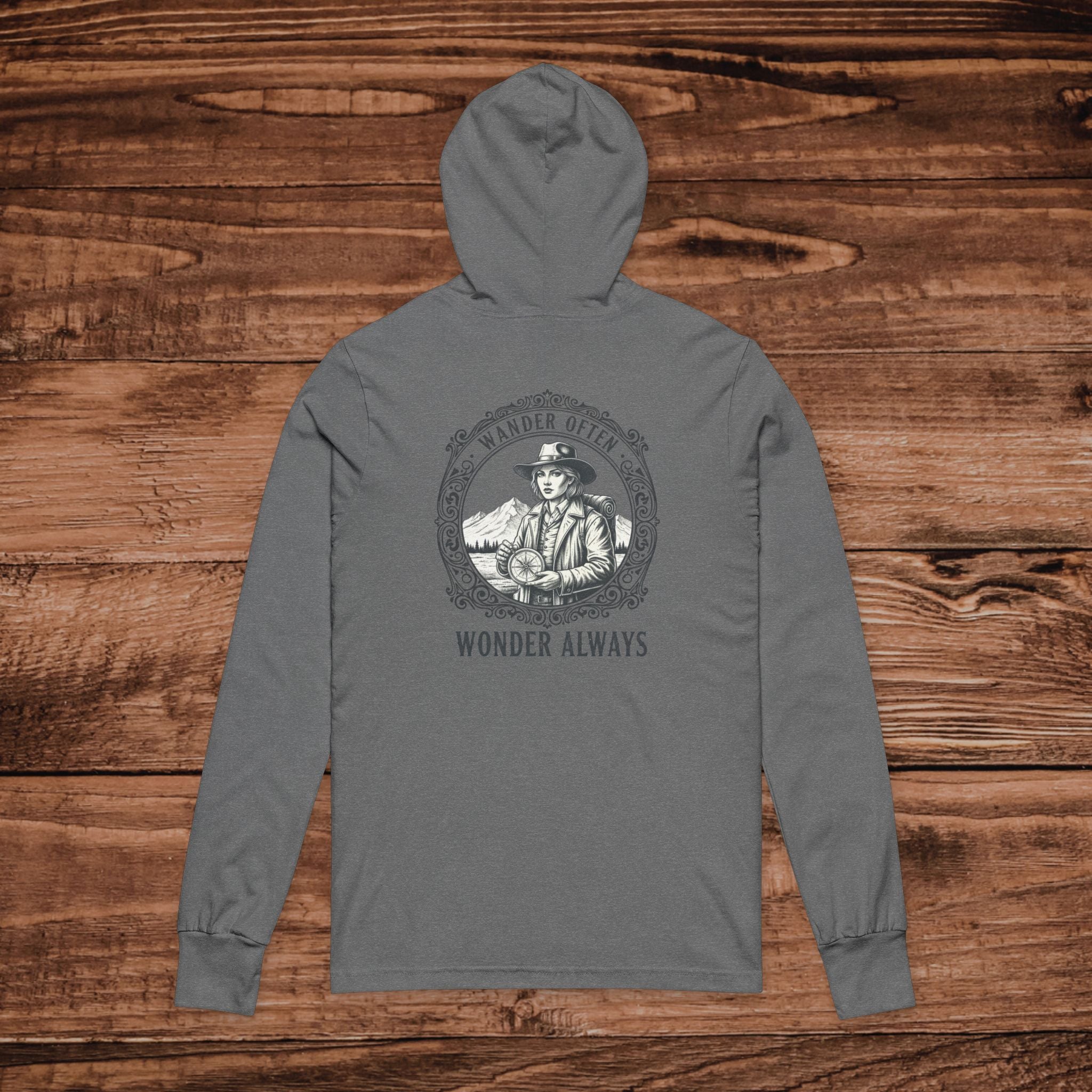 Wander Often Wonder Always Hooded Tee | Christian Nature Shirt for Women | Lightweight Hiking Hoodie | Faith Outdoors Apparel | Gift for Her