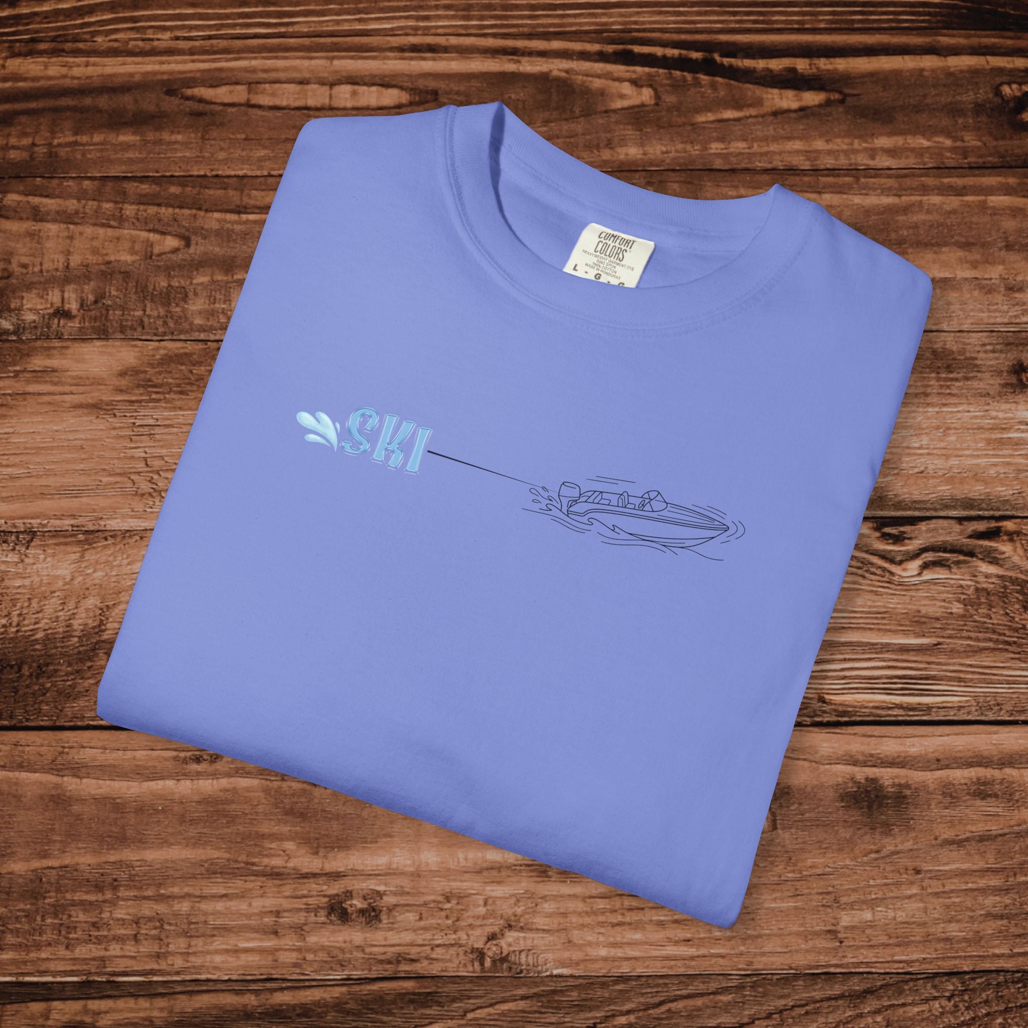 Water Skiing Shirt Comfort Colors, Minimalist Ski Boat Line Art Tee, Retro Lake Life Graphic TShirt, Vintage Watersports Gift for Him or Her