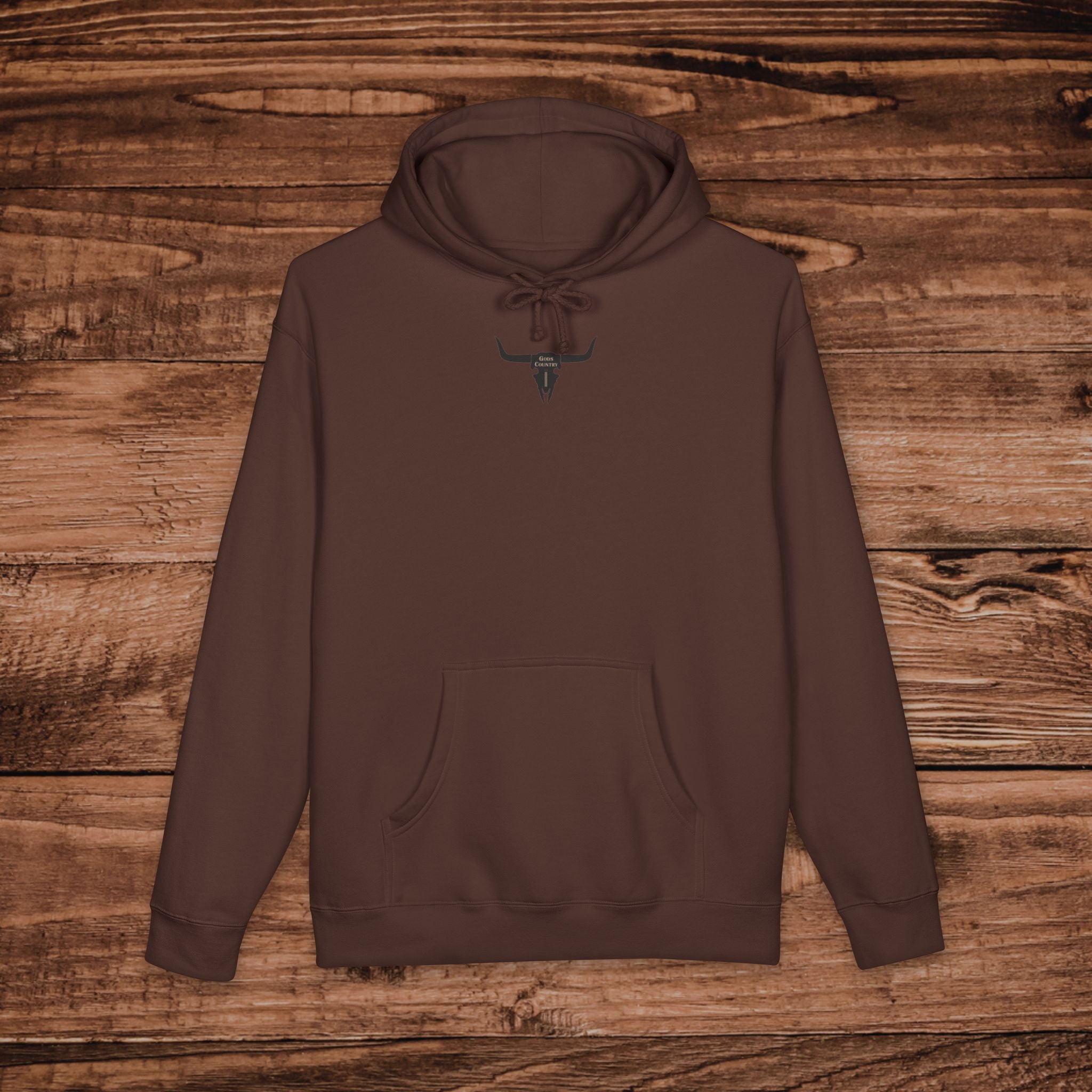Embroidered Longhorn Skull Hoodie, Gods Country Western Sweatshirt, Texas Cattle Chest Print, Country Music Gift, Minimalist Boho Pullover
