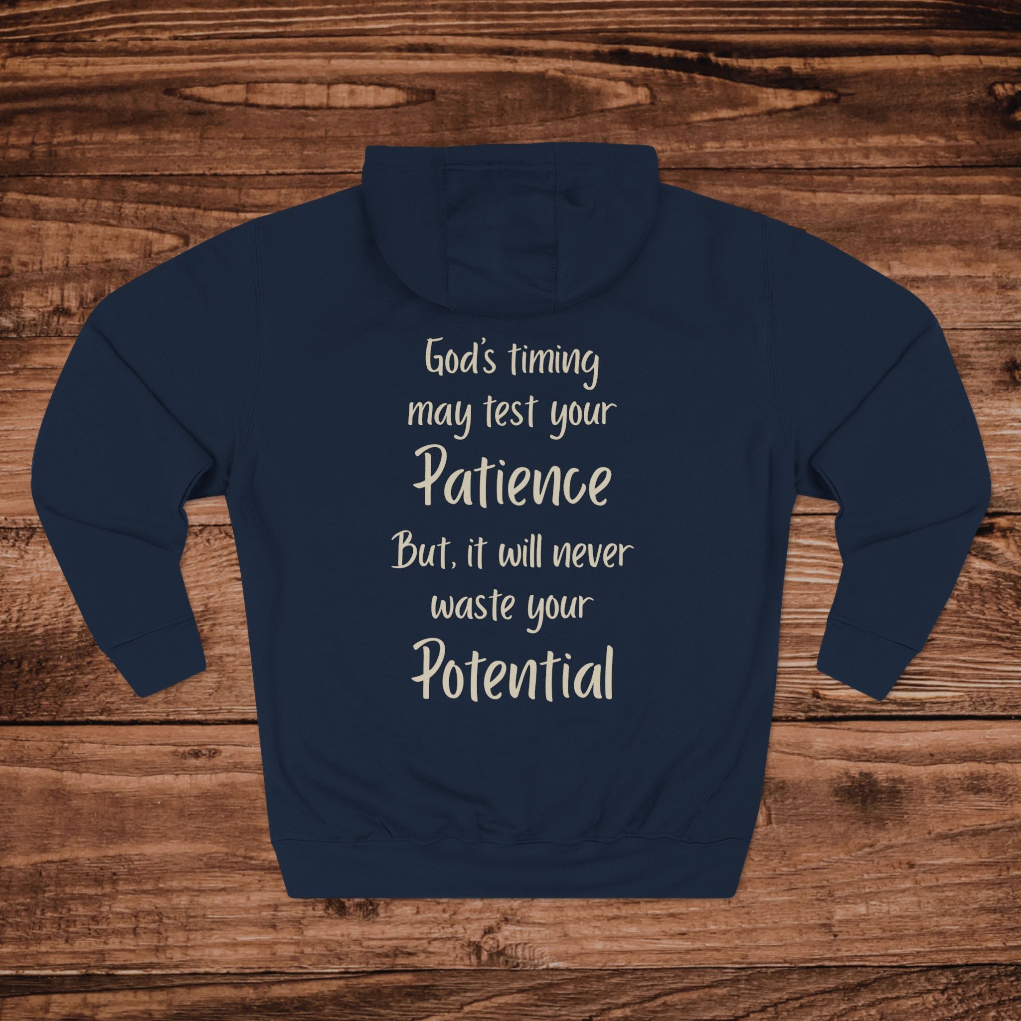 Gods Timing May Test Your Patience Hoodie, Christian Aesthetic Sweatshirt, Inspirational Scripture, Trusting God Gift, Minimalist Faith