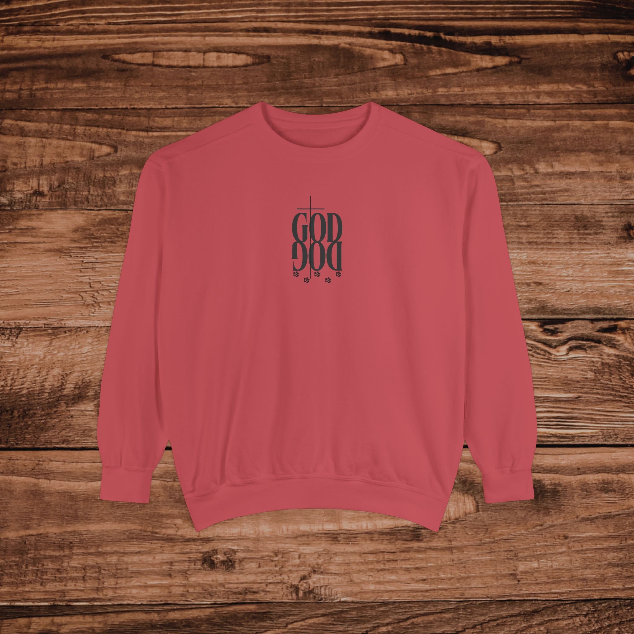 GOD DOG vertical script floral sweatshirt | spiritual pet lover design