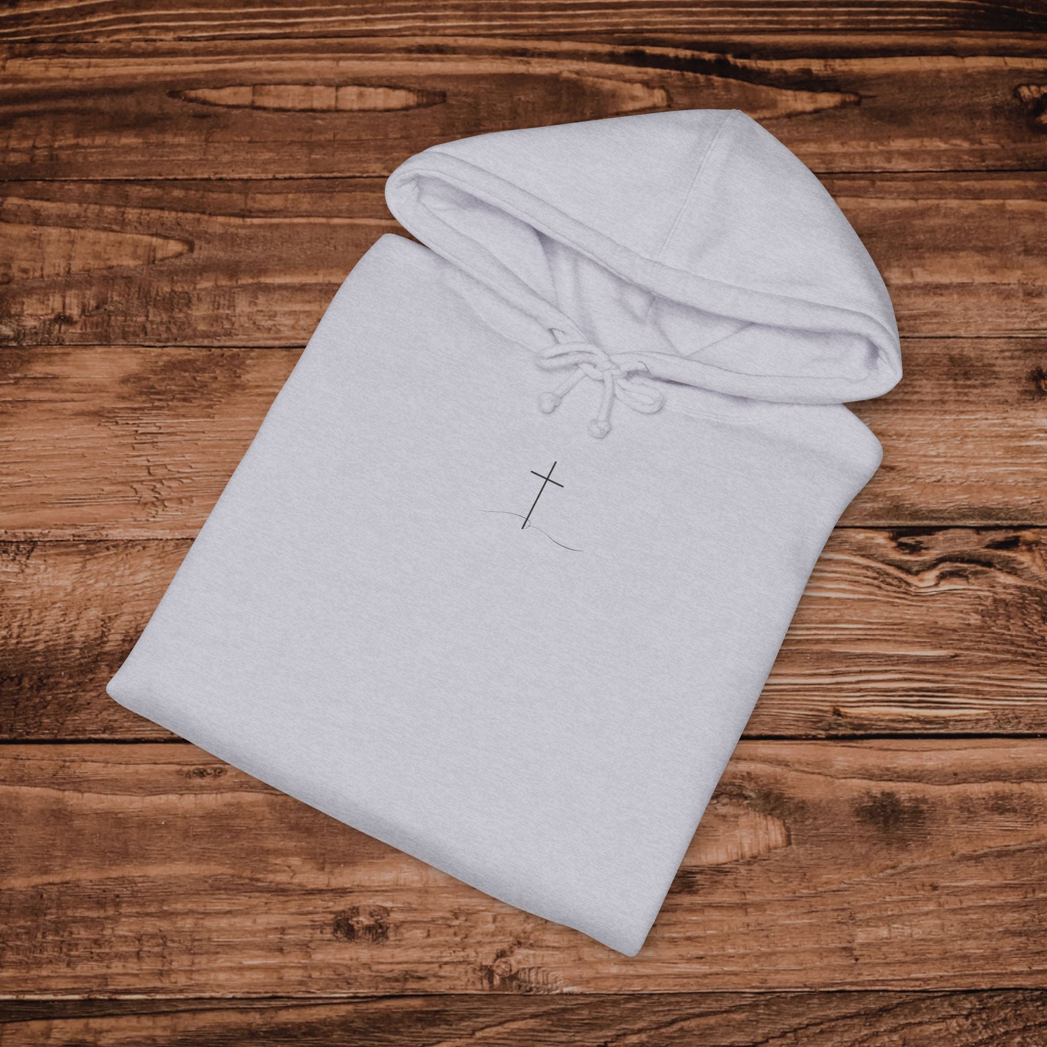 Minimal Faith Cross Print Hoodie | Front Back & Sleeve Graphics