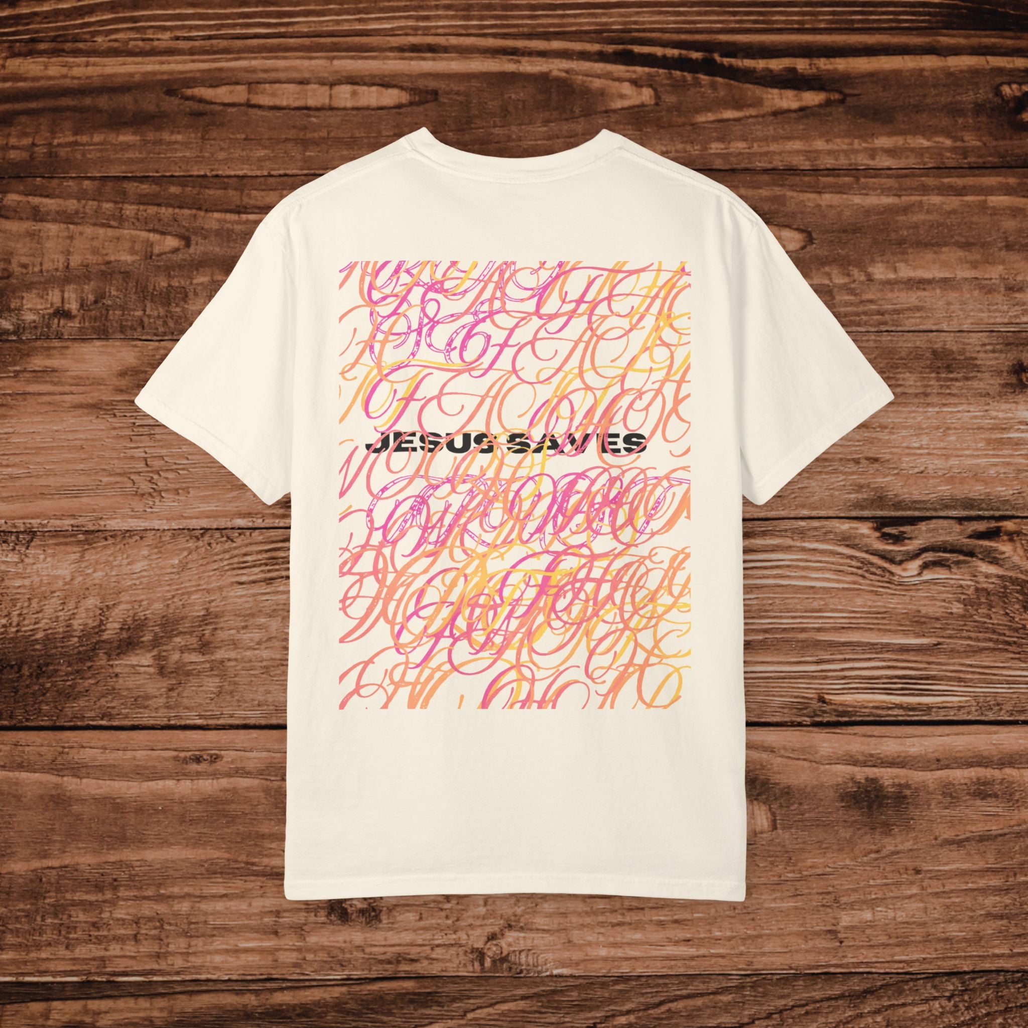 Jesus Saves Scribble Background T-shirt | Christian Tee