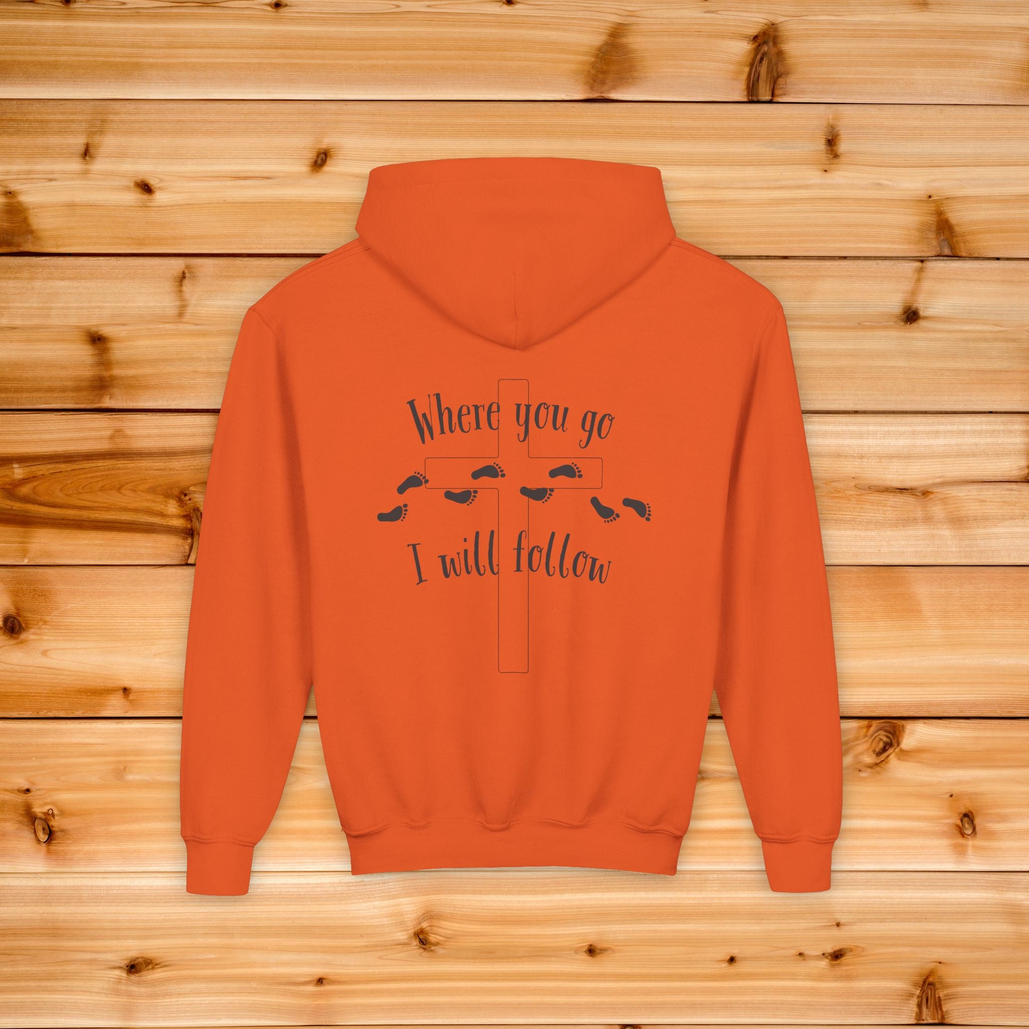 Kids Where You Go I Will Follow Hoodie, Dual Graphic Youth Sweatshirt, Aesthetic Chrisitan Hoodie, Kids Jesus Hoodie, Sunday School Hoodie