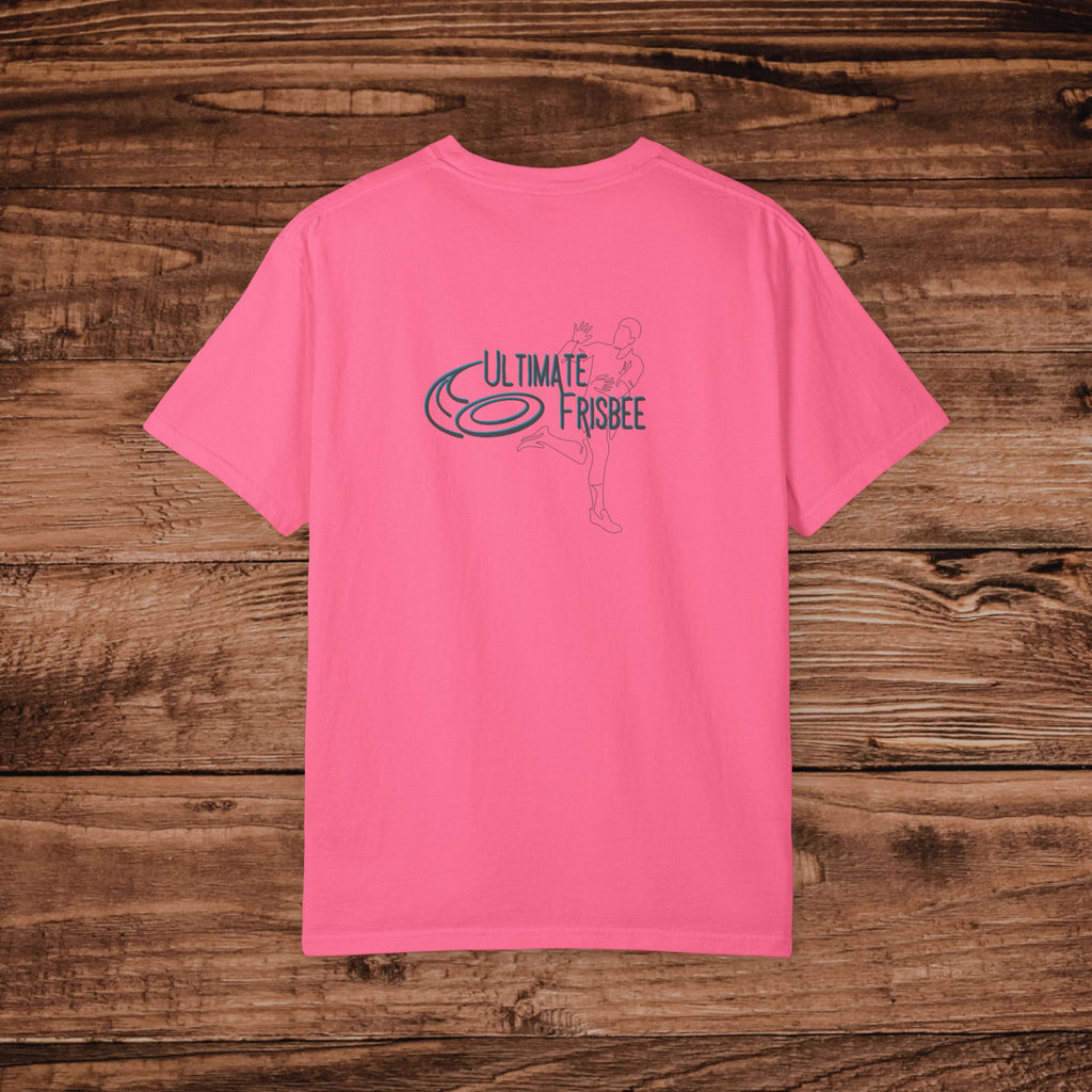 Ultimate Frisbee T-shirt, Minimalist Disc Sports Tee, Heavyweight Garment Dyed Shirt, Retro Sport Graphic Top, Ultimate Frisbee Gift for Him