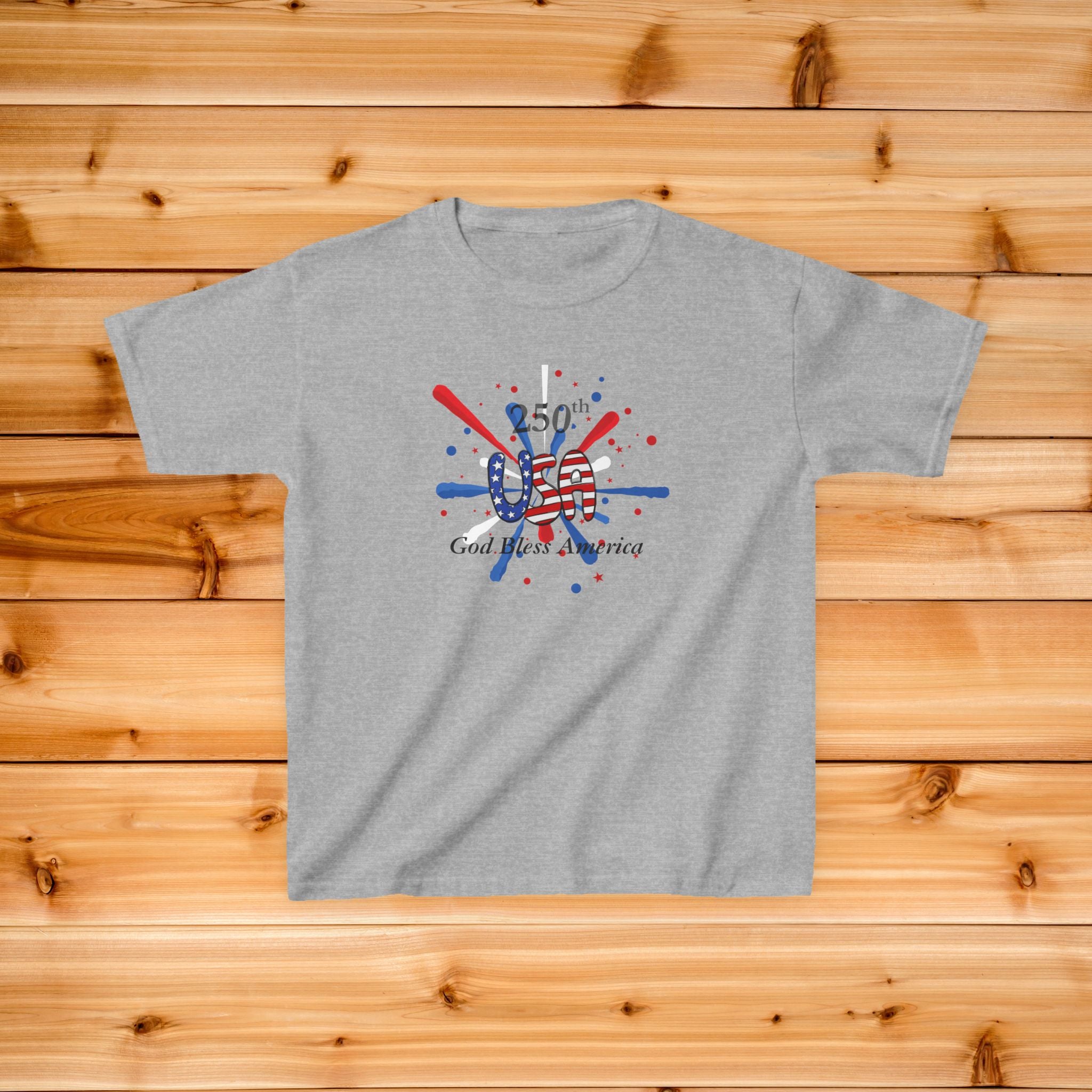 Kids 250th USA tshirt | 4th of July patriotic graphic