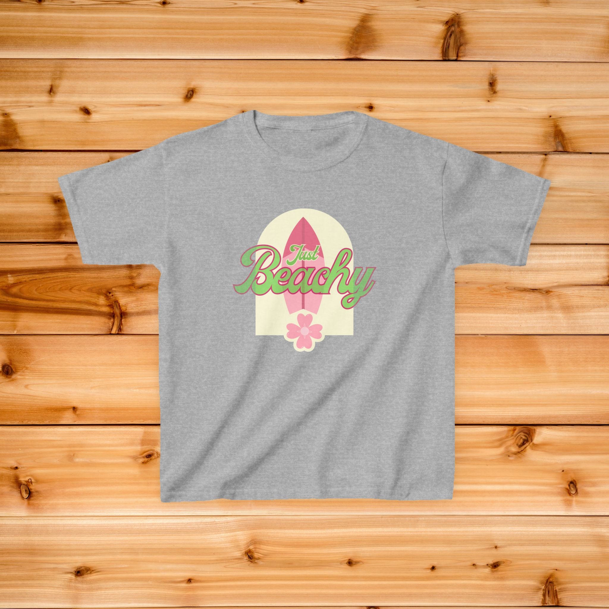 Beachy Surfboard Kids Tee | Retro Floral Summer Vibes