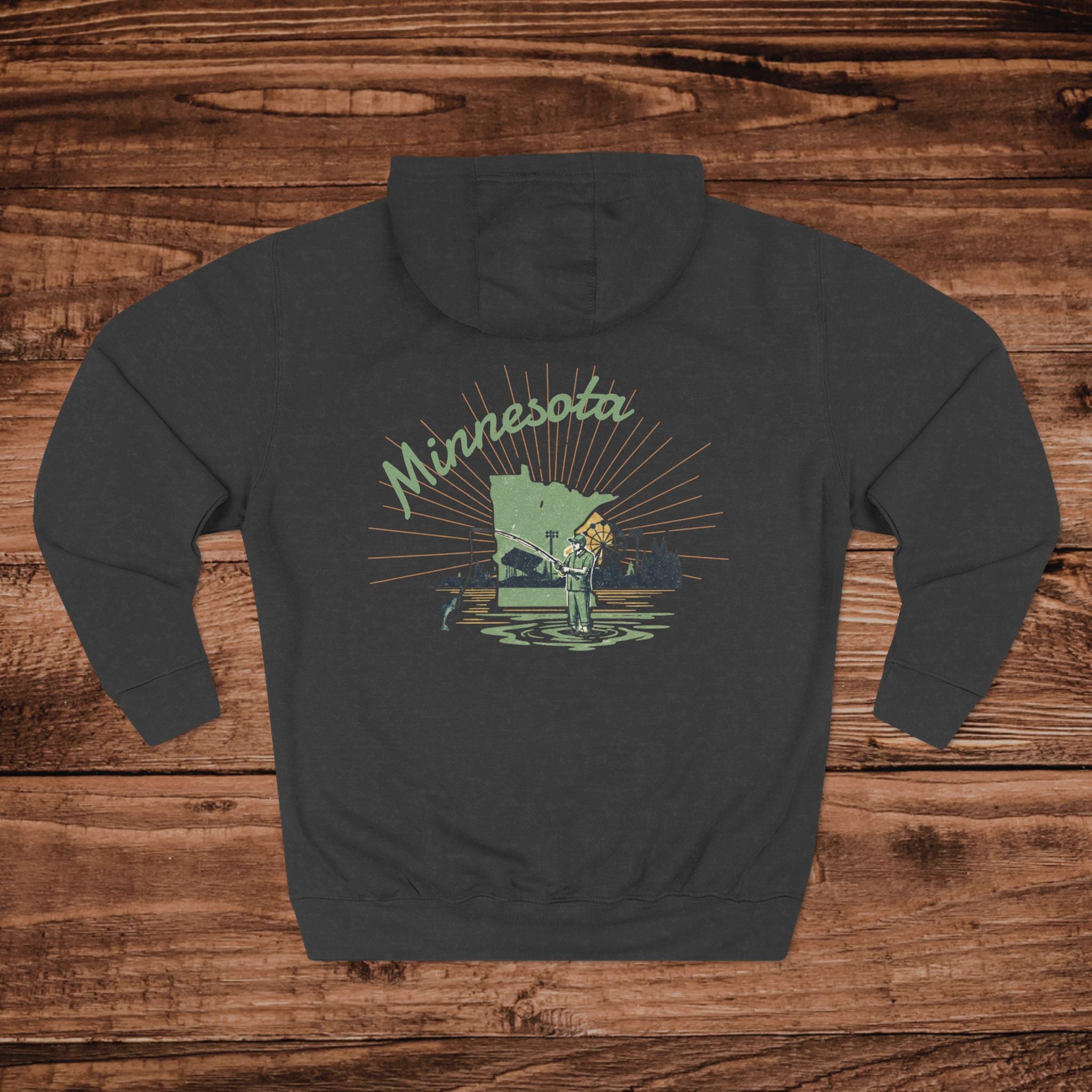 Minnesota Fishing Lake Scene Hoodie | Fishing Lake Graphic Hoodie