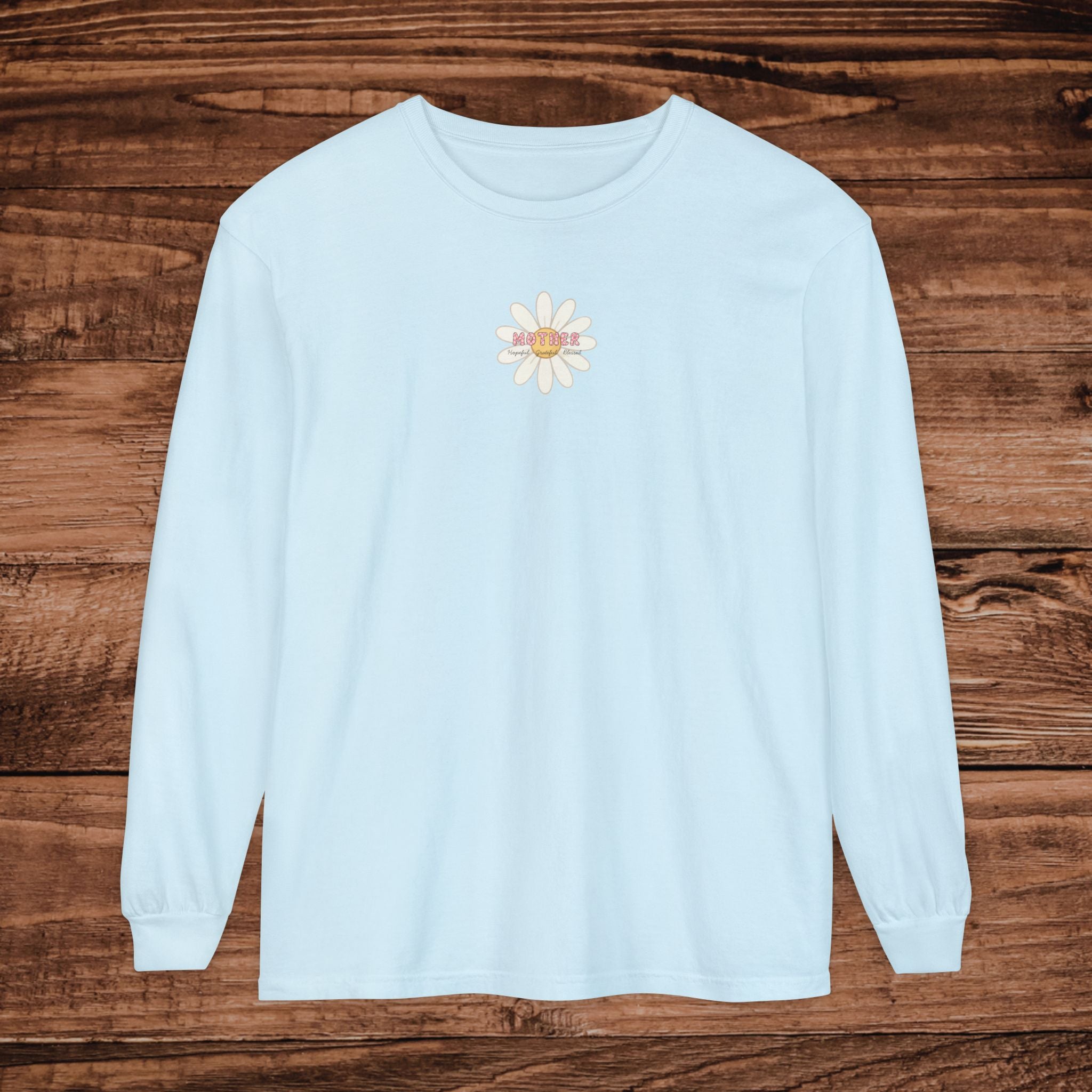 Grateful Mother Long Sleeve T-Shirt | Minimal Floral Chest Print