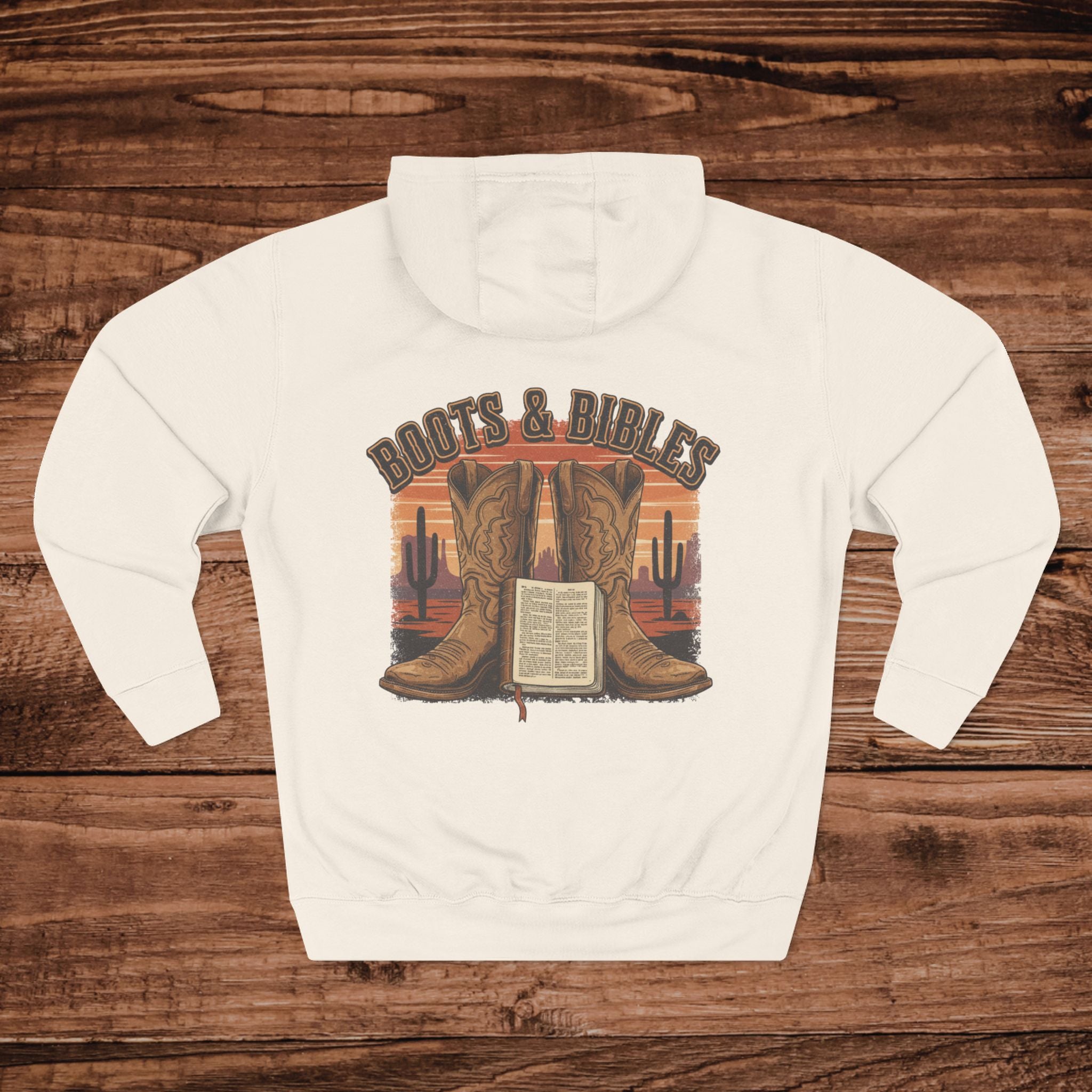 Boots and Bible Faith Design Three-Panel Fleece Hoodie