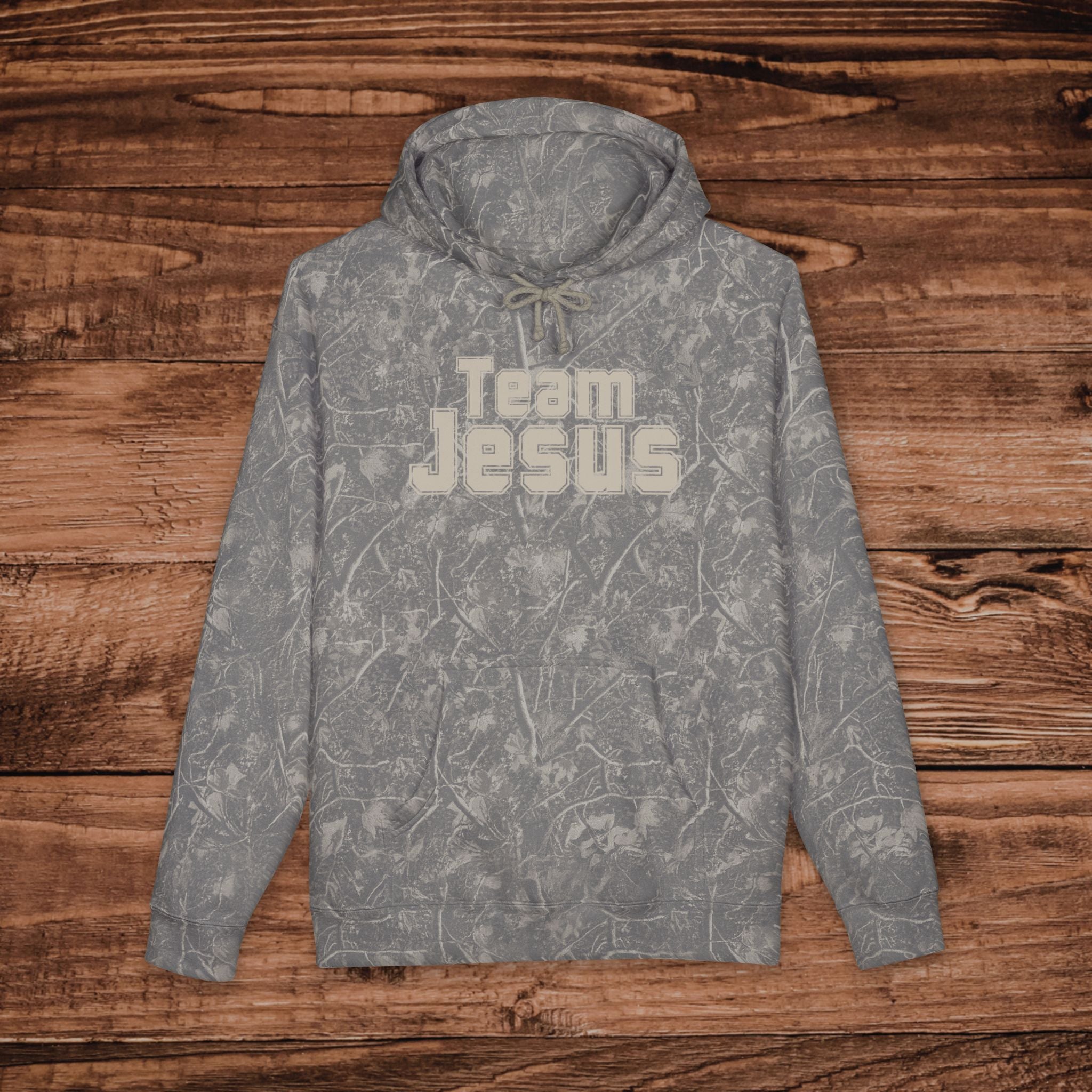 Embroidered Team Jesus Camo Hoodie, Large Print Jesus Sweatshirt, Premium Heavyweight Pullover, Aesthetic Camouflage Gospel Hoodie