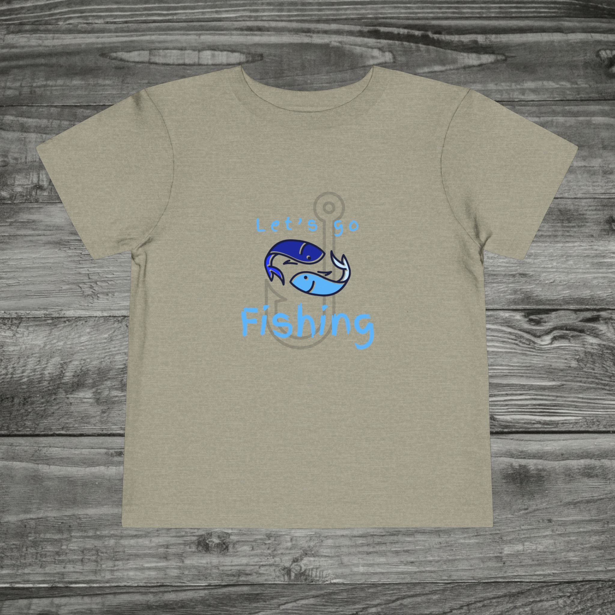 Lets Go Fishing Toddler Tee | Cute Blue Fish Hook Graphic