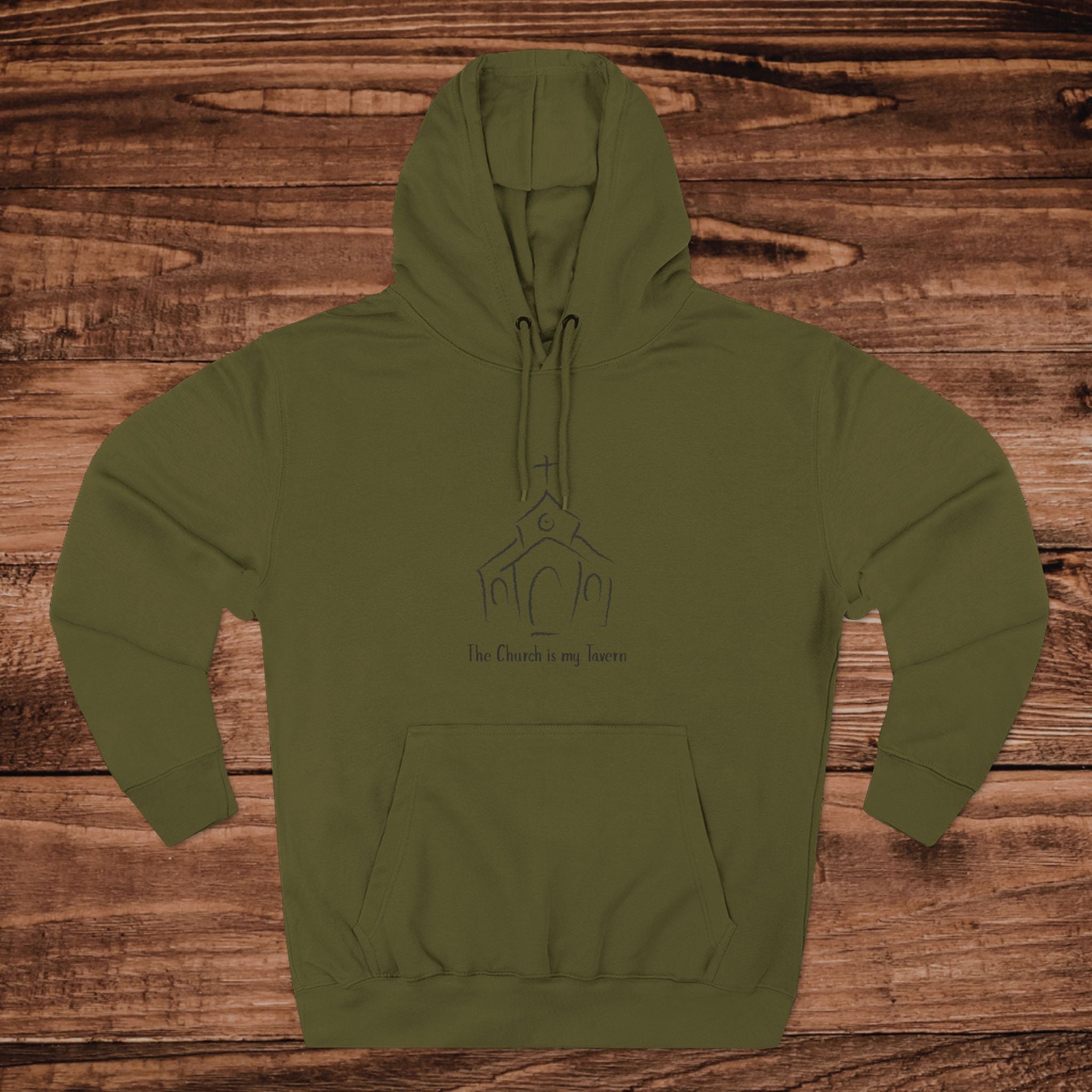 Minimal Line Art Church Hoodie "The Church is my Tavern"