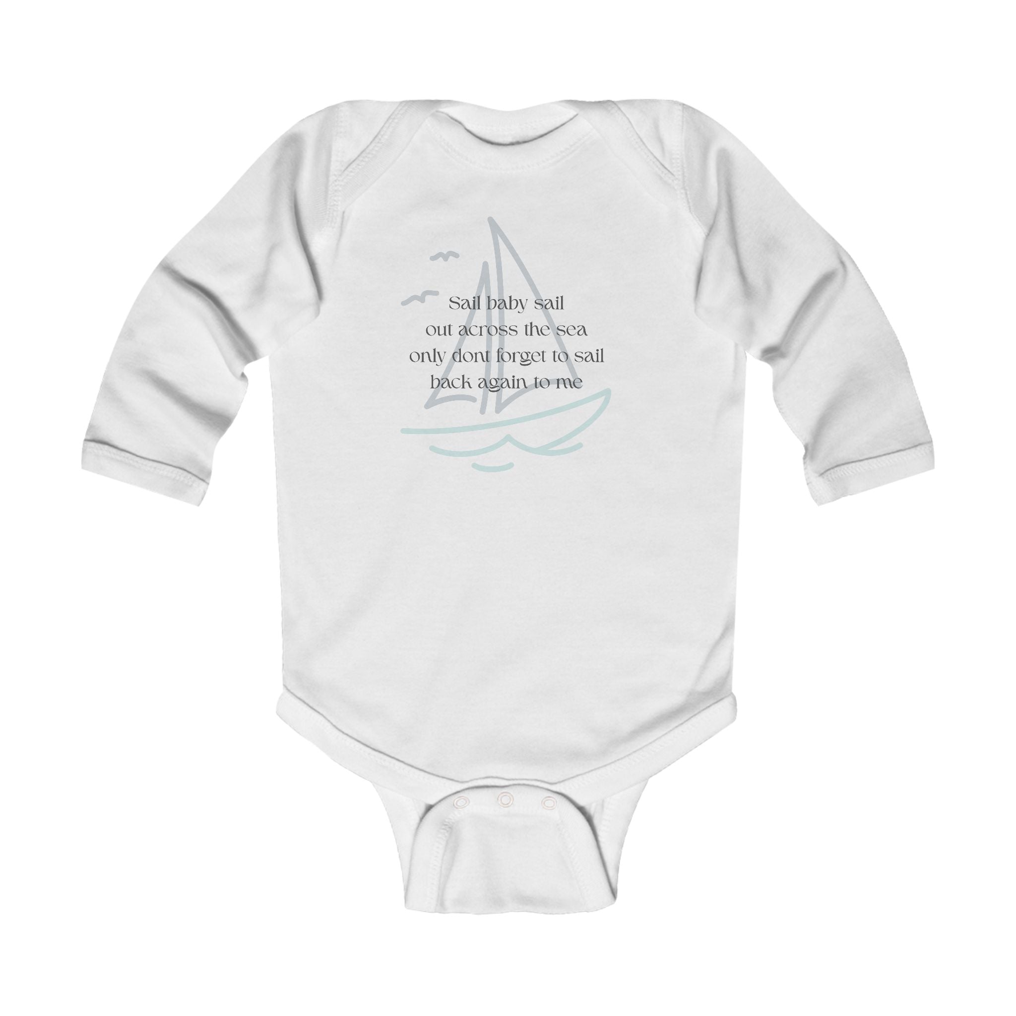 Sail Baby phrase Infant Long Sleeve Bodysuit | nautical theme baby bodysuit