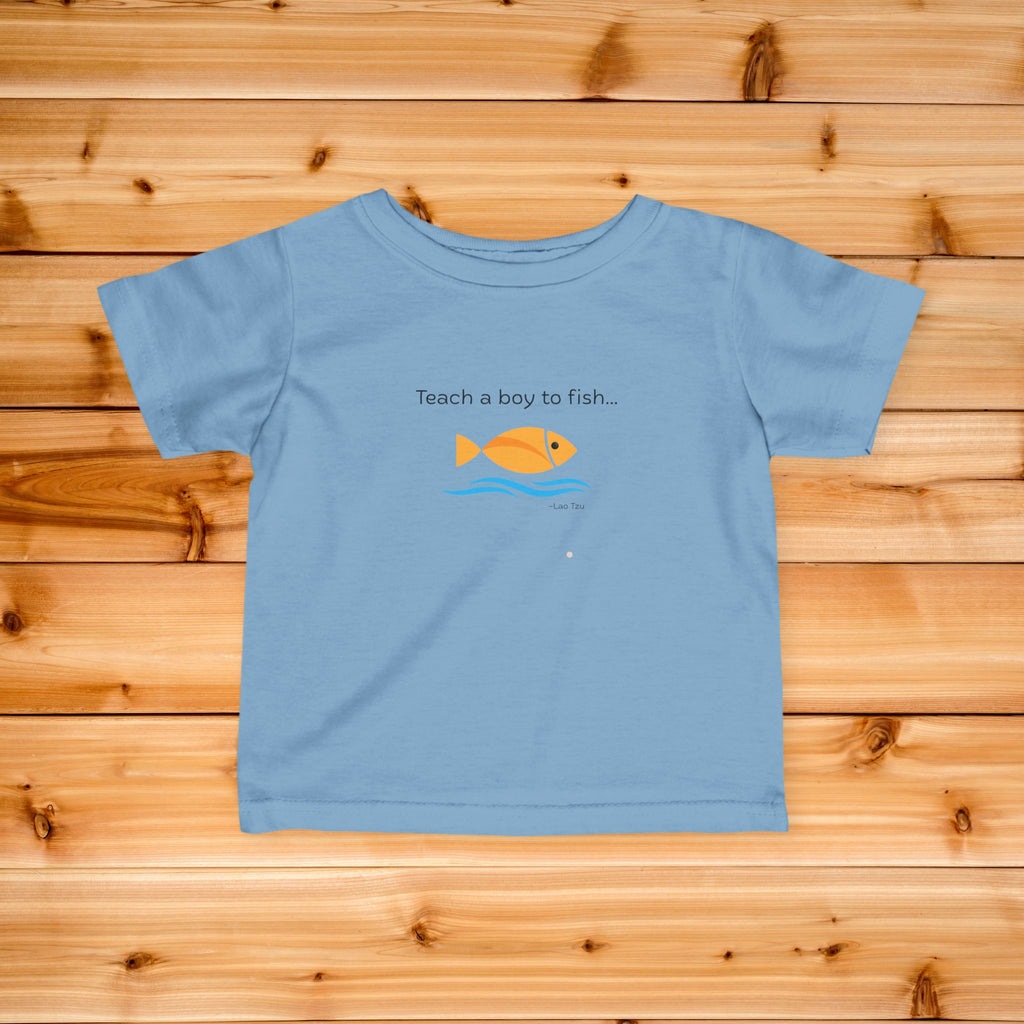 Teach a Boy to Fish infant tee | cute orange fish graphic