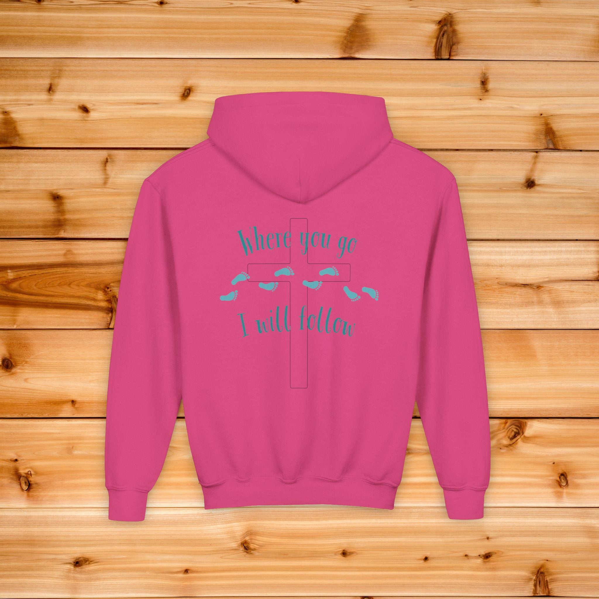 Kids Where You Go I Will Follow Hoodie, Dual Graphic Youth Sweatshirt, Aesthetic Chrisitan Hoodie, Kids Jesus Hoodie, Sunday School Hoodie