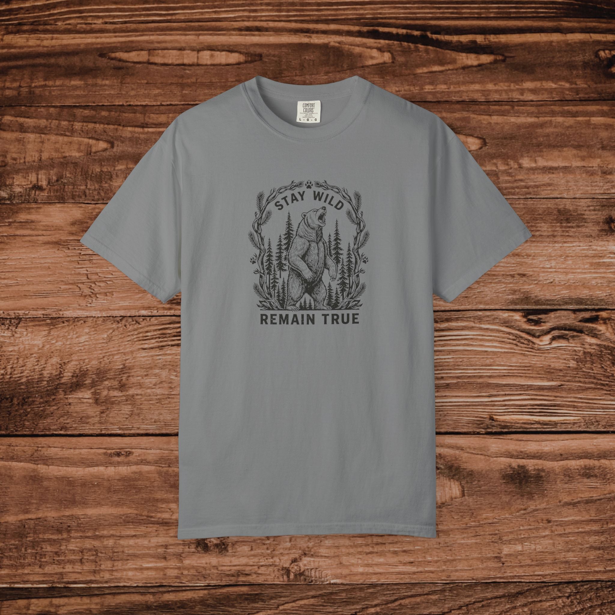 Stay Wild Remain True bear illustration T-Shirt | woodland nature graphic tee