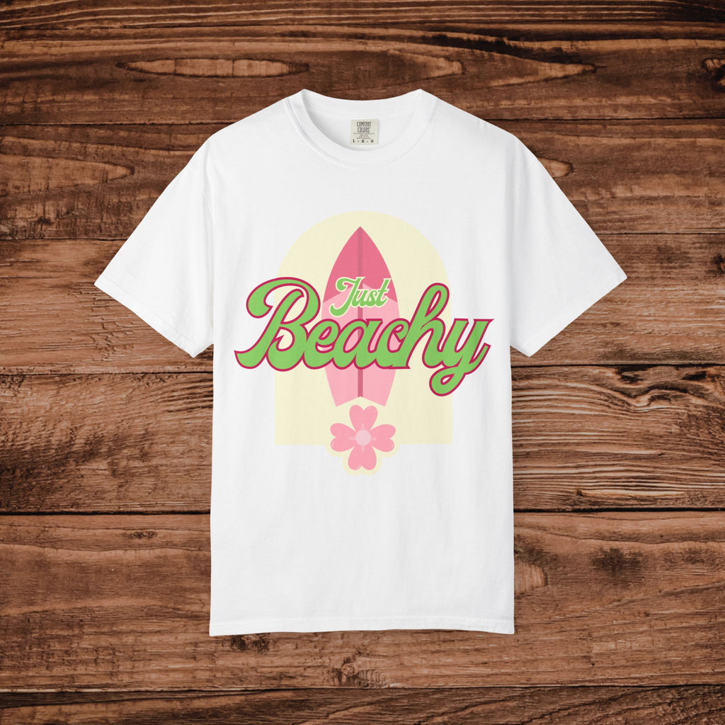 Just Beachy T-shirt | Surfboard Floral Retro Script