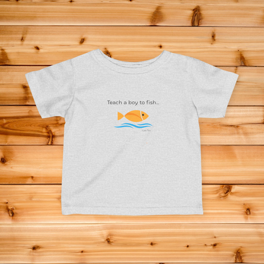 Teach a Boy to Fish infant tee | cute orange fish graphic
