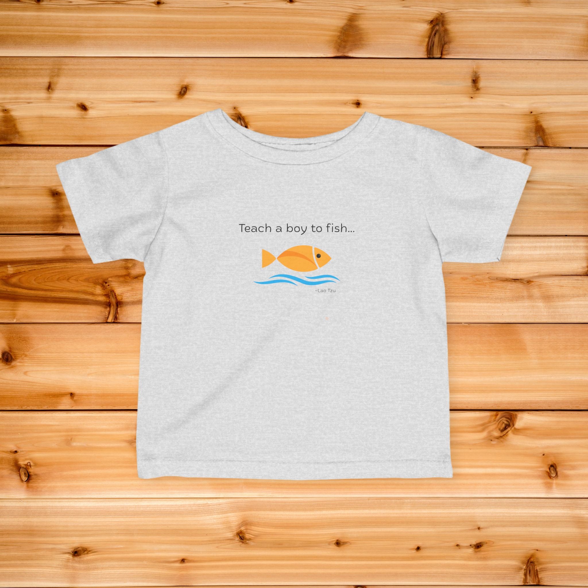 Teach a Boy to Fish infant tee | cute orange fish graphic