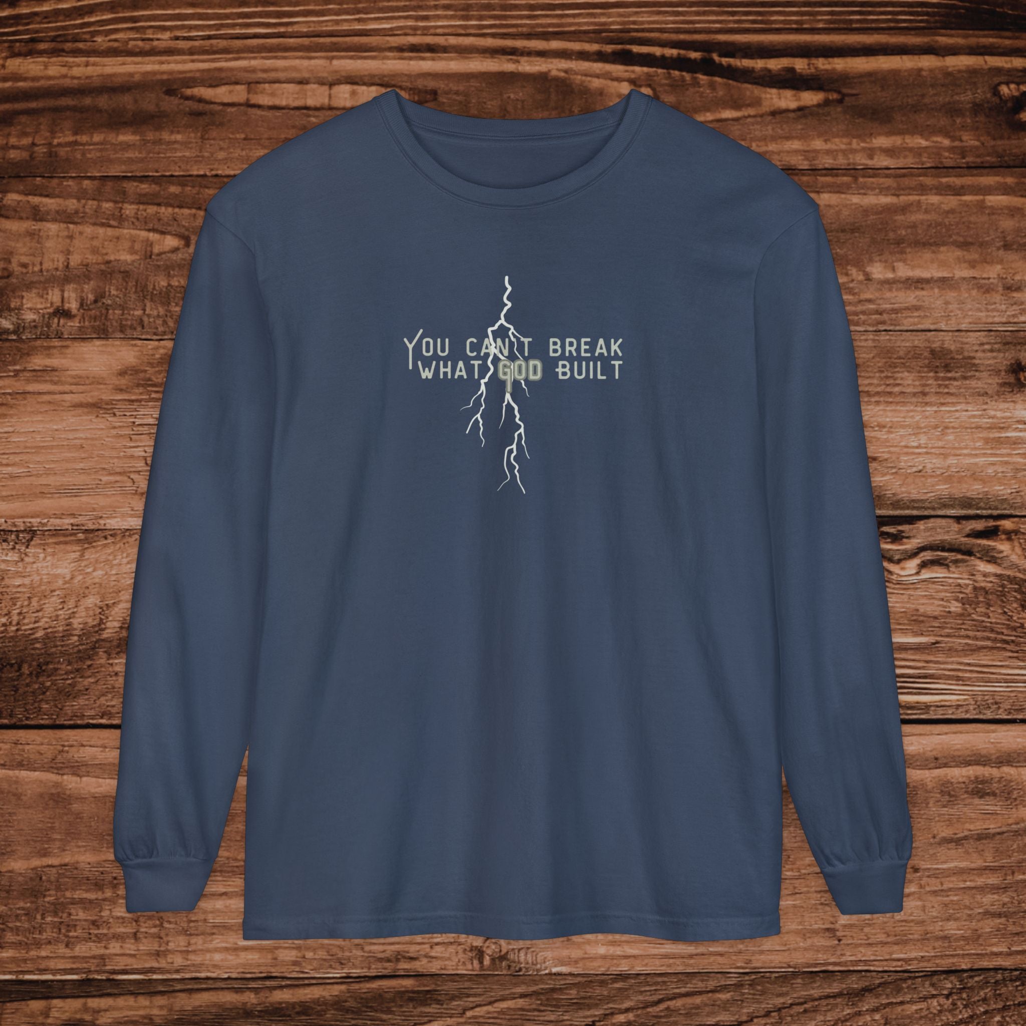 You Can't Break What You Built Shirt, Christian Long Sleeve Tee, Distressed Cracked Text Graphic, Minimalist Inspirational Streetwear