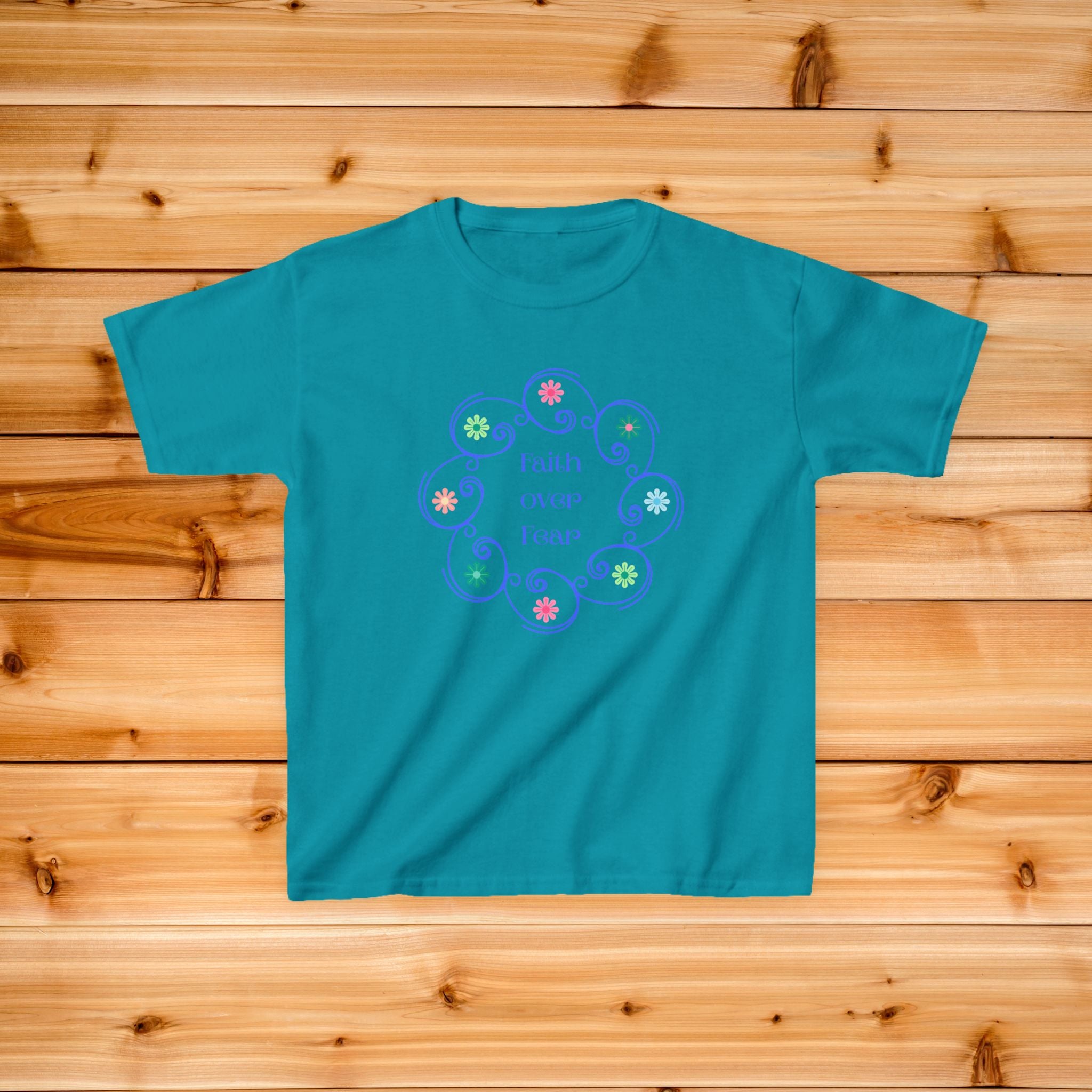 Girls Faith Tshirt | pastel floral swirl design
