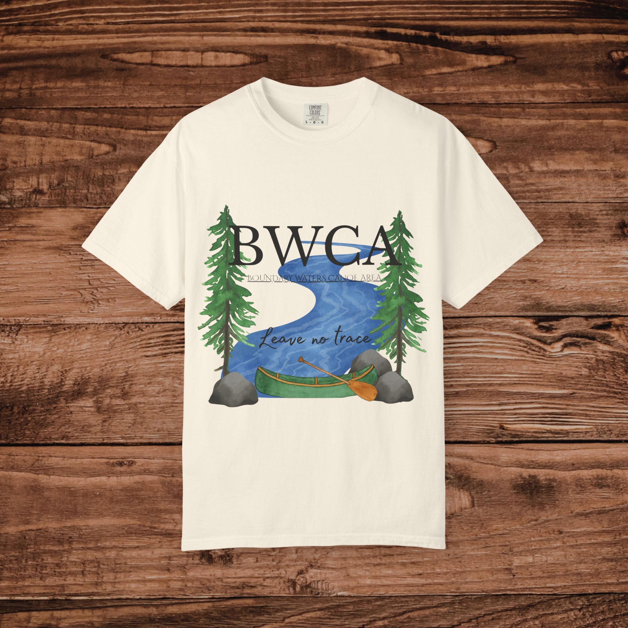 BWCA Canoe Lake Scene T-Shirt | Leave No Trace, Pine Trees