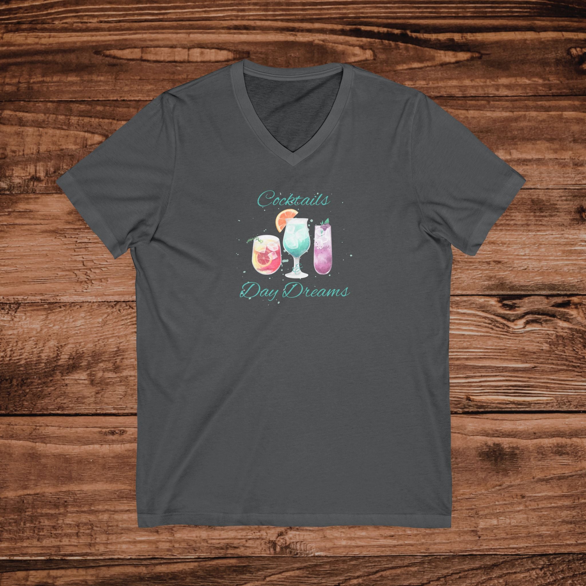 Womens Cocktails and Day Dreams V-Neck Tee | Tropical