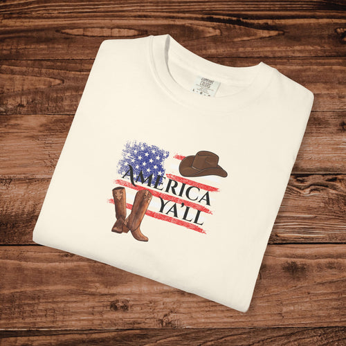 America Y'all T-Shirt | American Flag Cowboy graphic tee