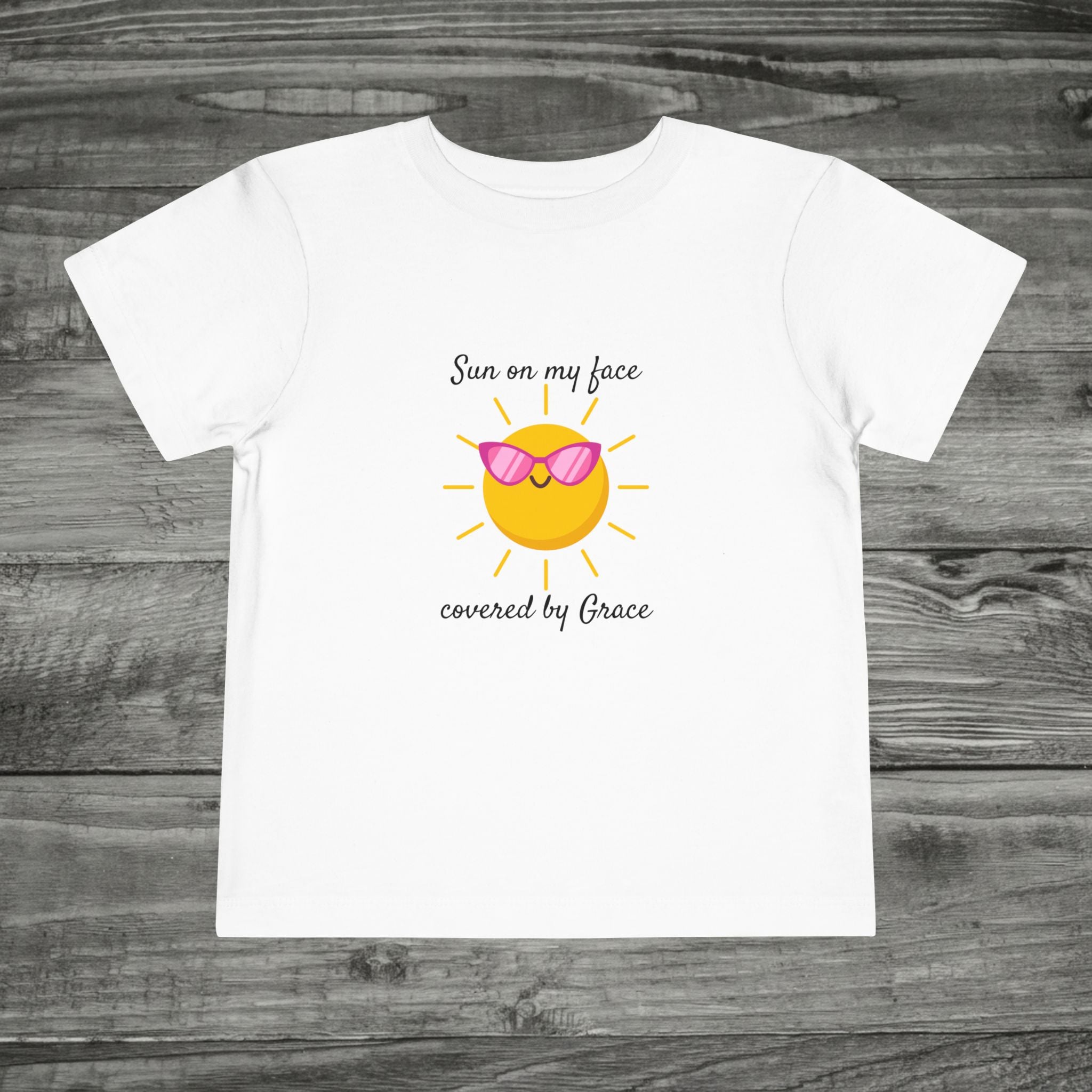 Sun with Sunglasses covered by Grace Toddler Tee | Christian Sunshine