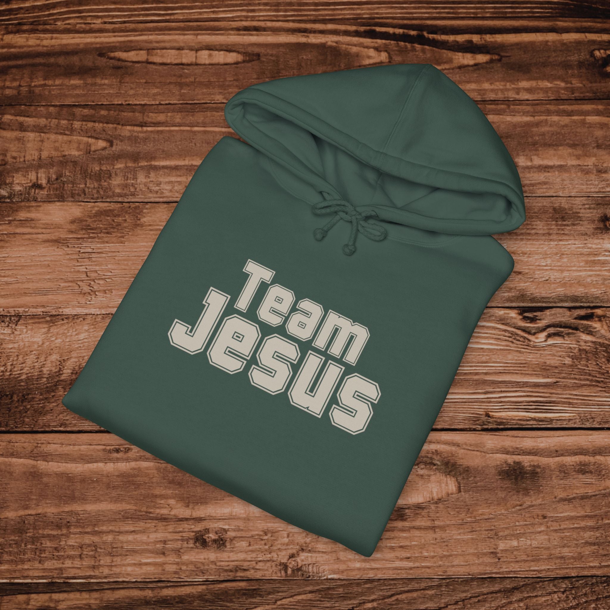 Embroidered Team Jesus Hoodie, Large Print Christian Sweatshirt, Premium Heavyweight Pullover, Aesthetic Gospel Hoodie