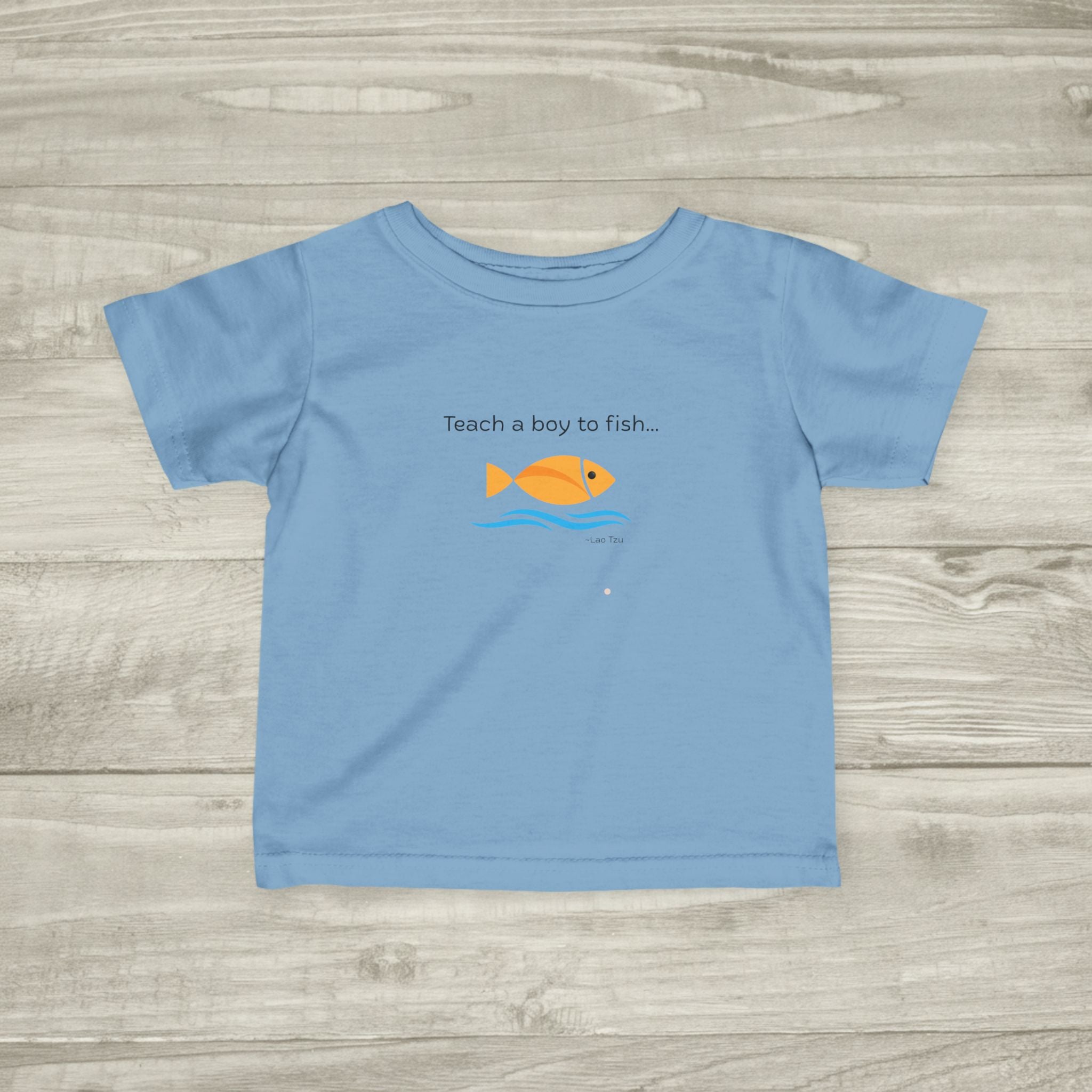 Teach a Boy to Fish infant tee | cute orange fish graphic