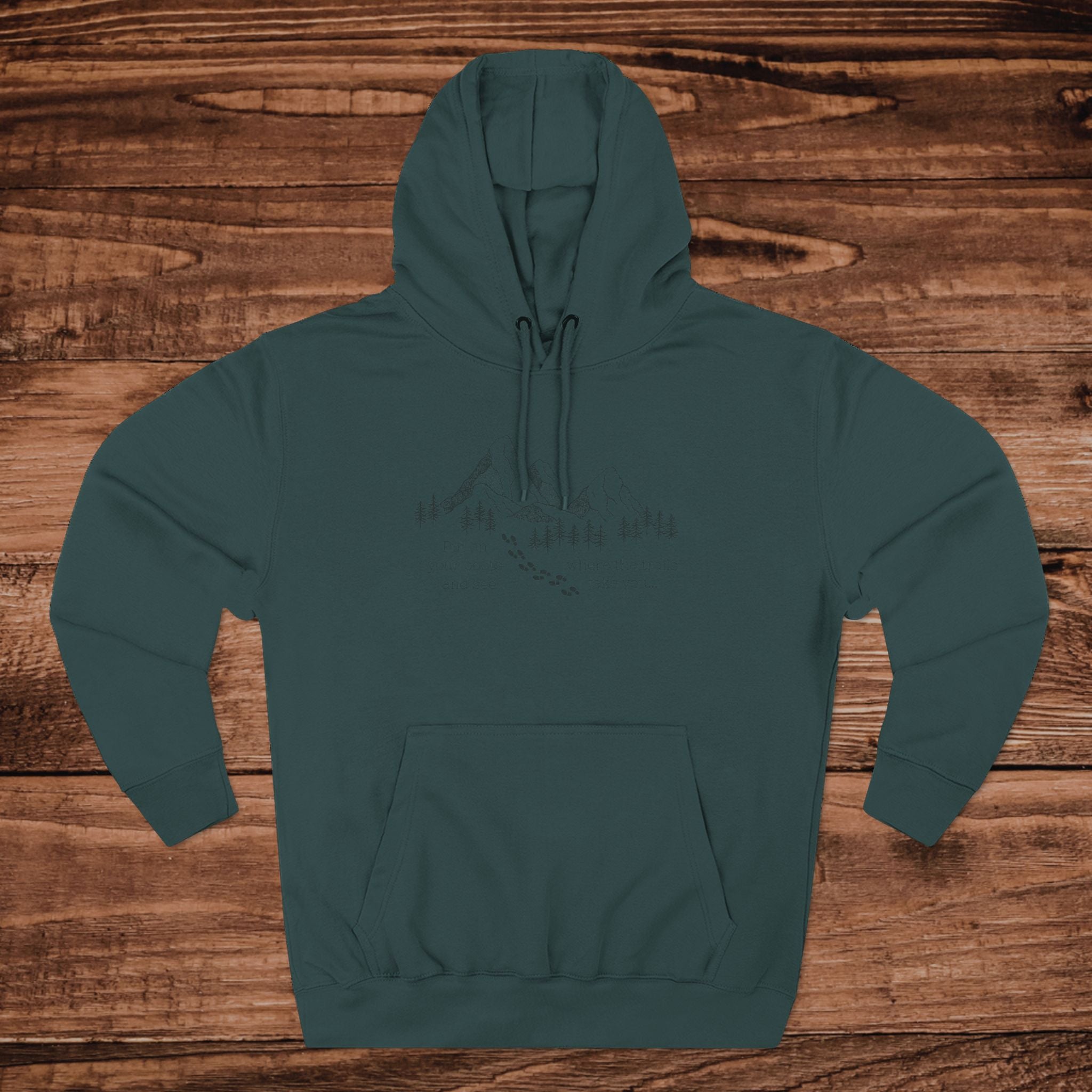 Put Your Boots On Hiking Trail Hoodie, Minimalist Mountain Sketch Sweater, Outdoorsy Gift for Hikers, Nature Lover Adventure Top