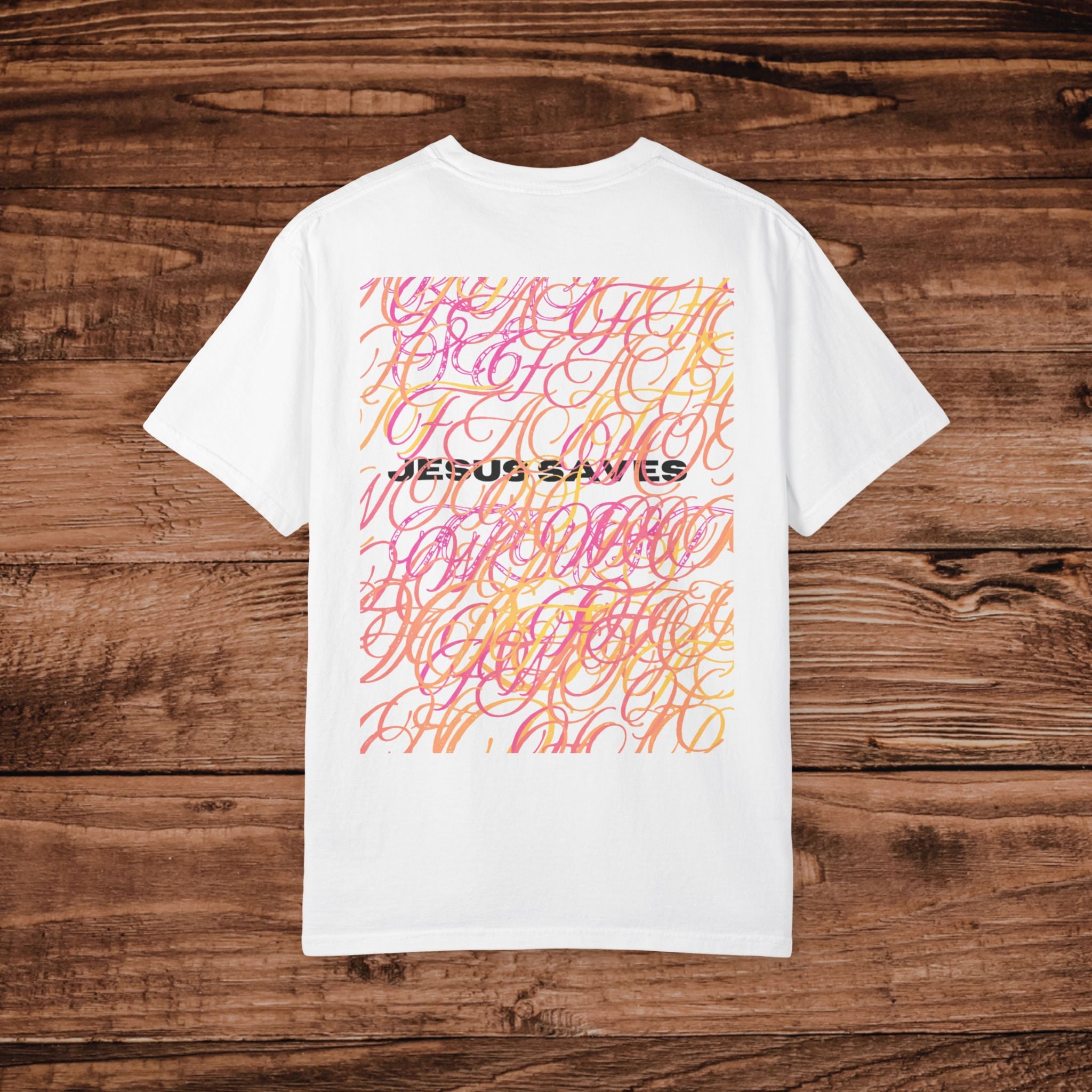 Jesus Saves Scribble Background T-shirt | Christian Tee