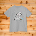 Gray Bunny with Cross Egg Kids Tee | Easter Christian Bunny Shirt
