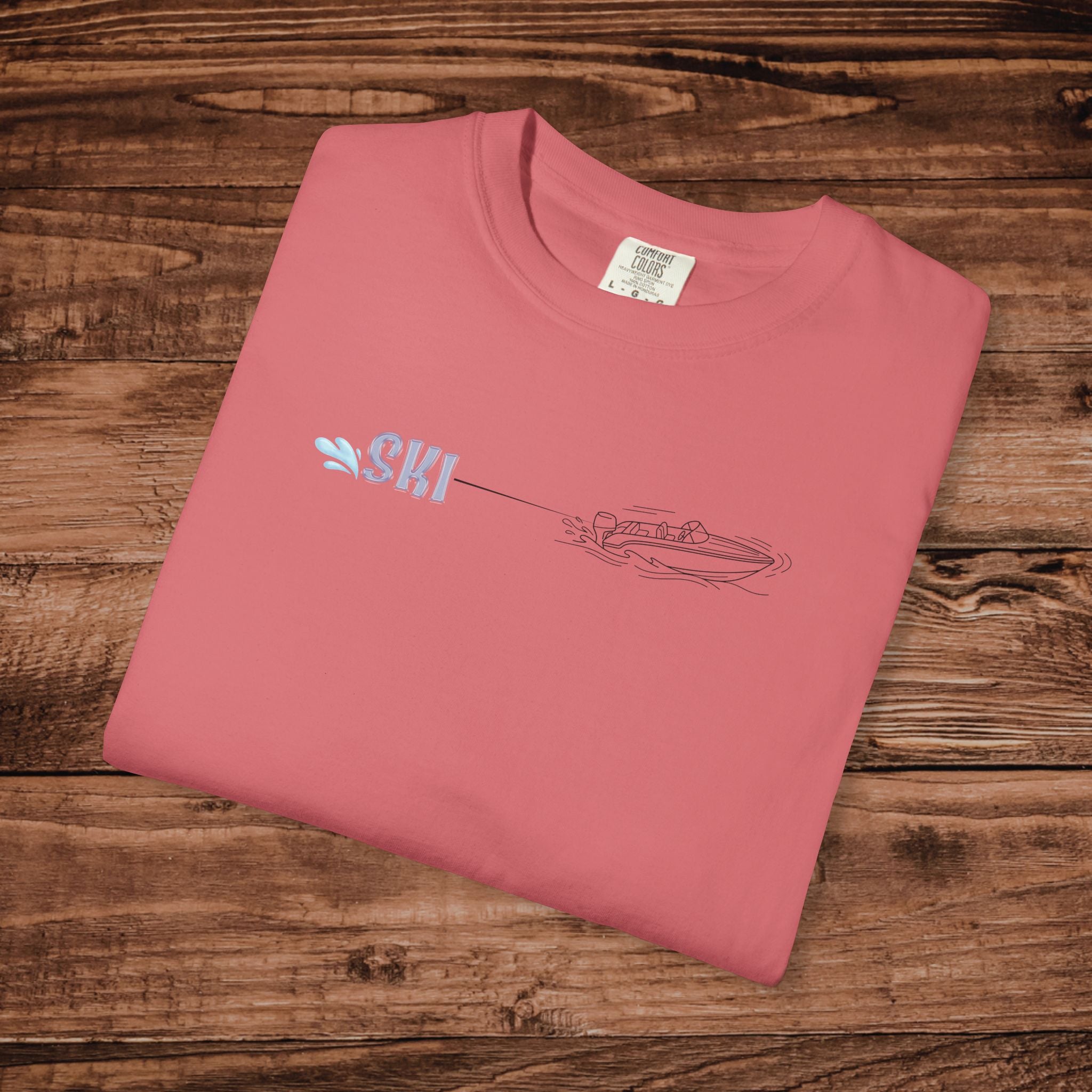 Water Skiing Shirt Comfort Colors, Minimalist Ski Boat Line Art Tee, Retro Lake Life Graphic TShirt, Vintage Watersports Gift for Him or Her