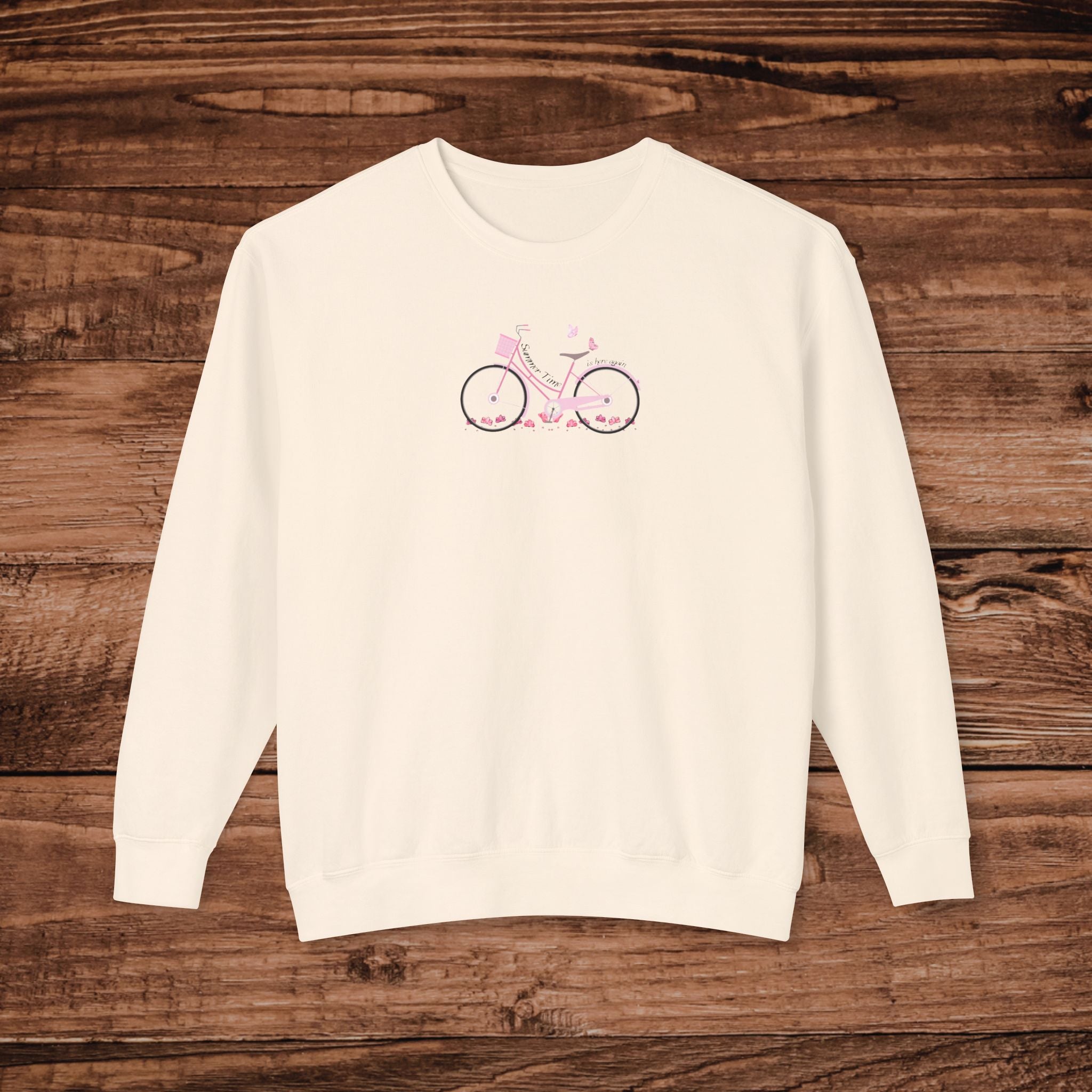 Womens Bicycle Crewneck Sweatshirt, Minimal Cute Bike Graphic, Summer Time is here again, Minimal Graphic sweatshirt, Womens Summer Sweater