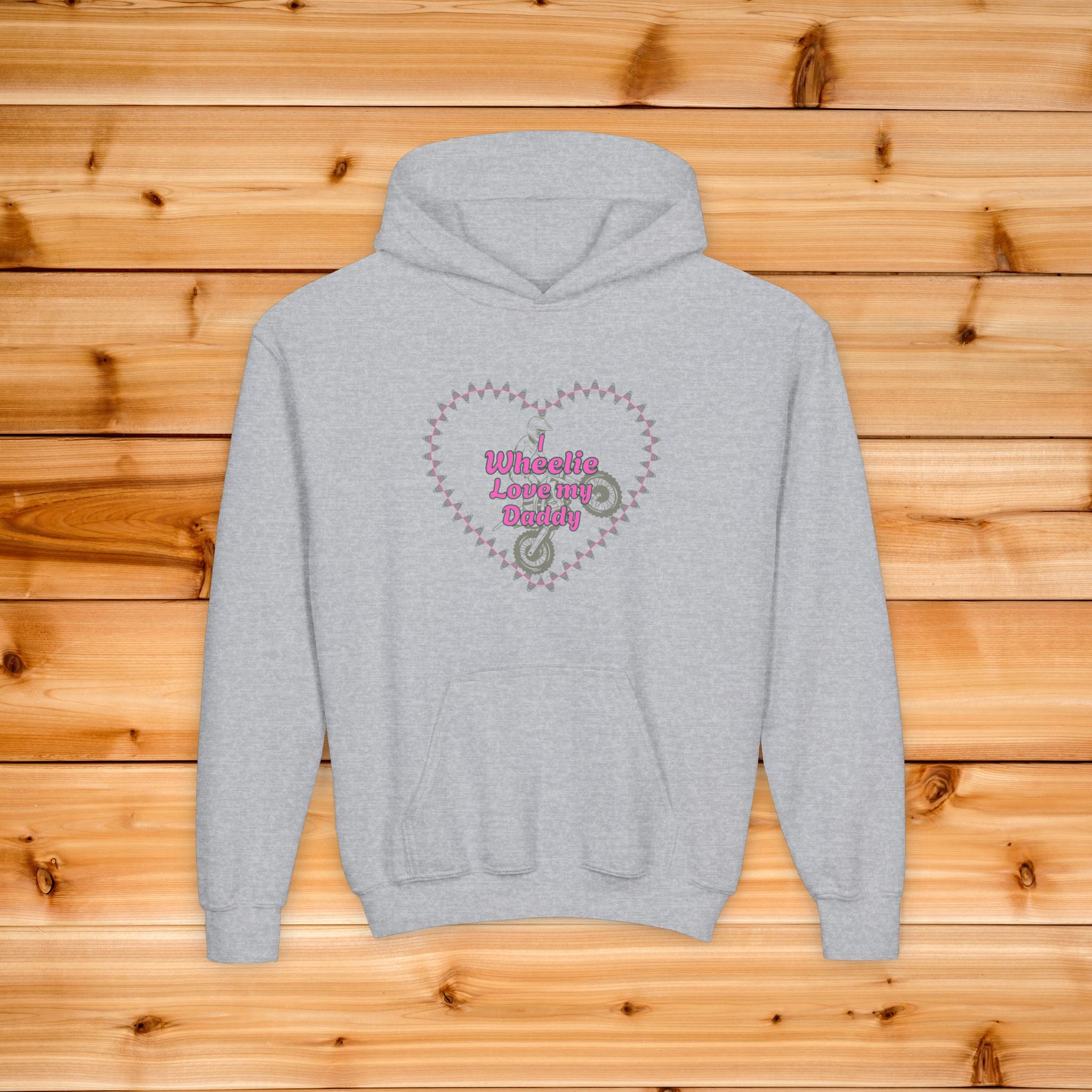 Kids Wheelie Love my Daddy Hoodie, Motocross Kids sweathsirt, Supercross Youth Girls Pullover